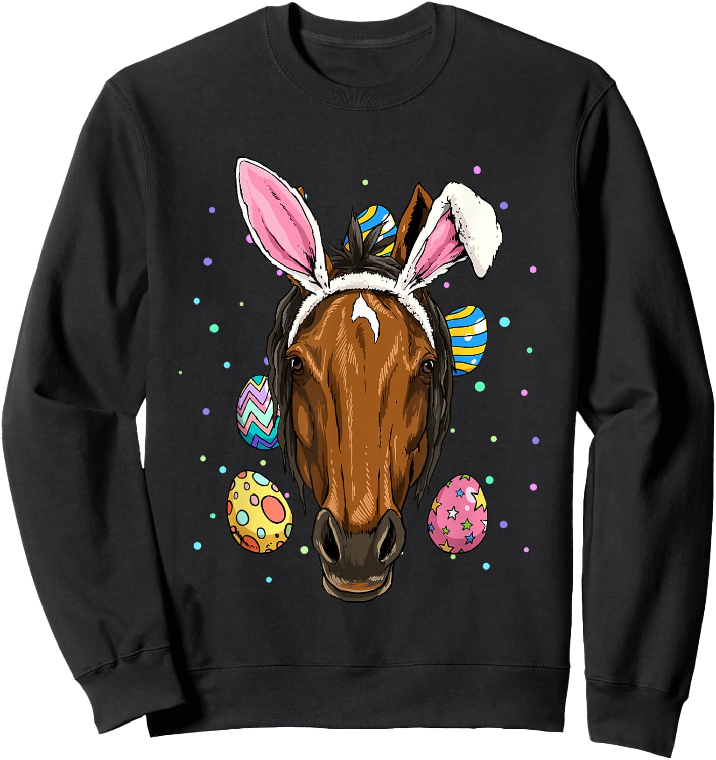Easter Bunny Horse Funny Easter Horse Lover Sweatshirt - Sweatshirt | Black