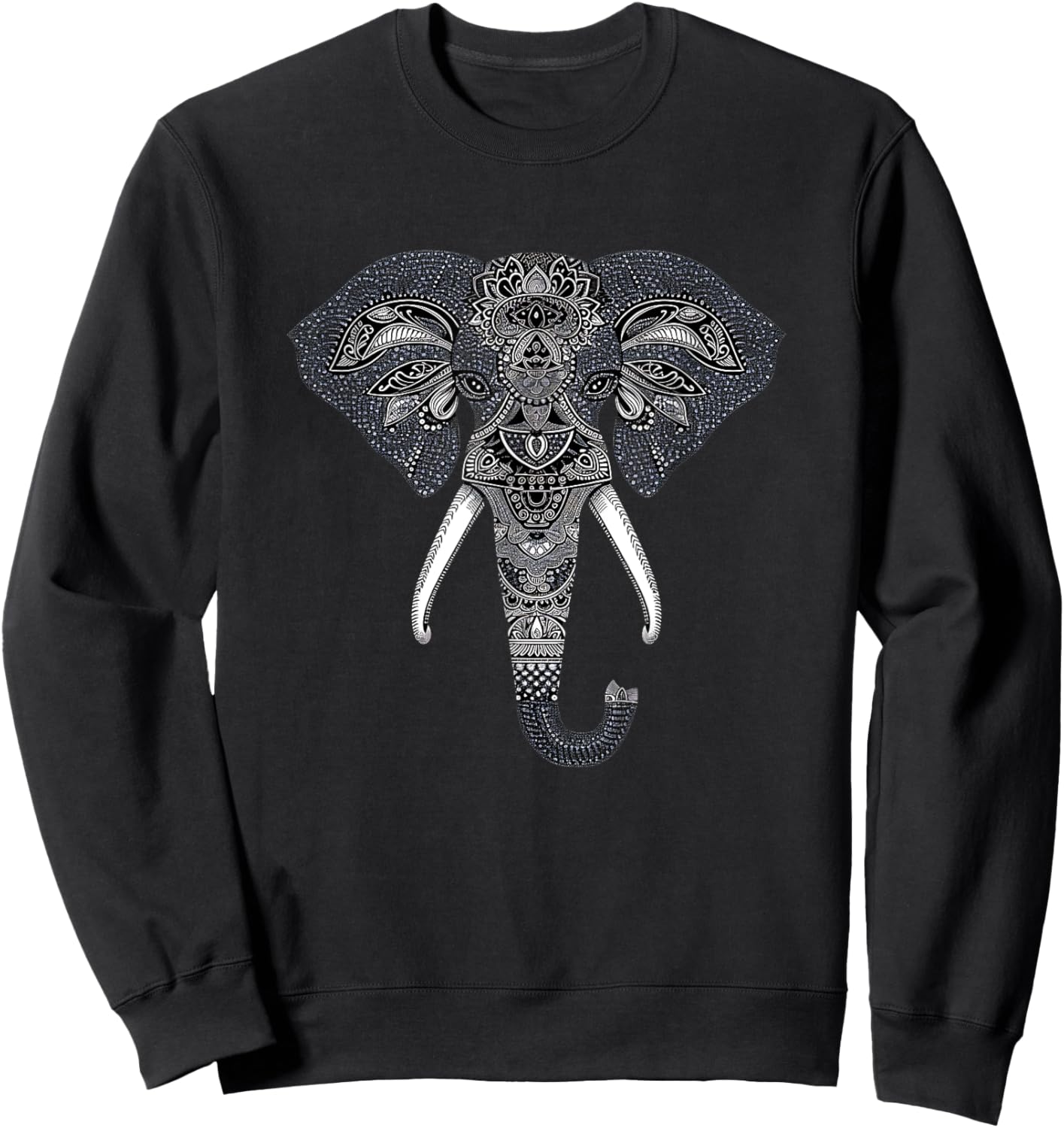 Mandala Style Elephant Perfect and Men Sweatshirt - Sweatshirt | Black