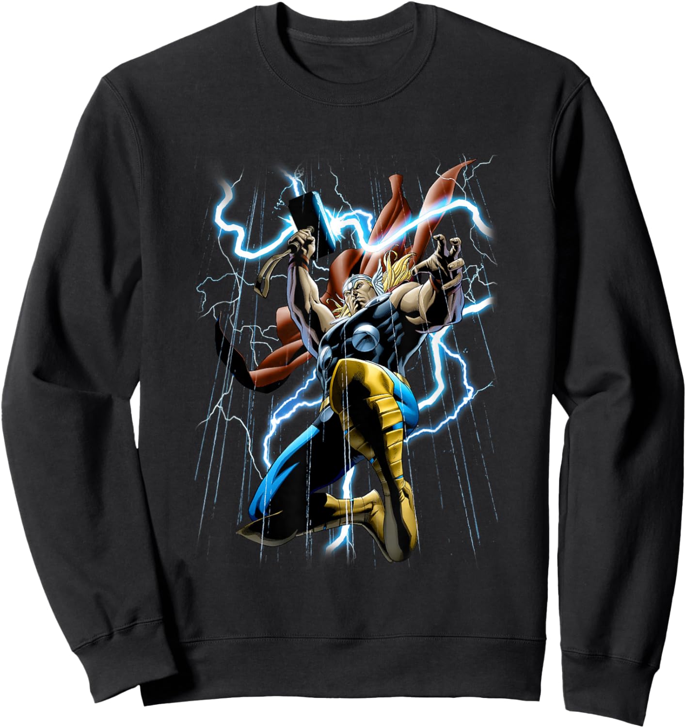 Marvel Comics Retro Classic Thunder & Lightning Mighty Thor Sweatshirt - Sweatshirt | Black
