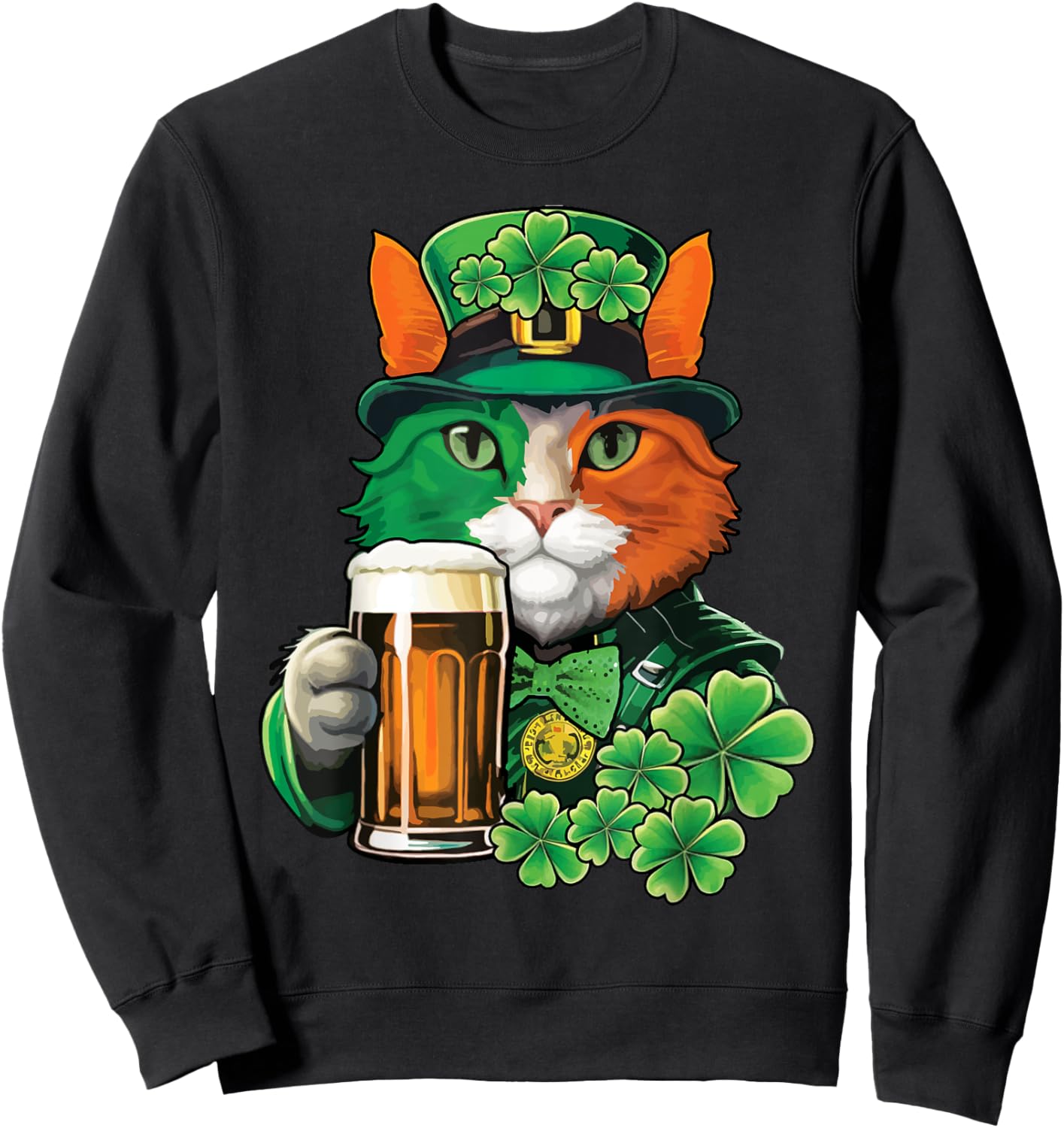 Cat Holding Beer St Patricks Day Saint Patricks Day Sweatshirt - Sweatshirt | Black
