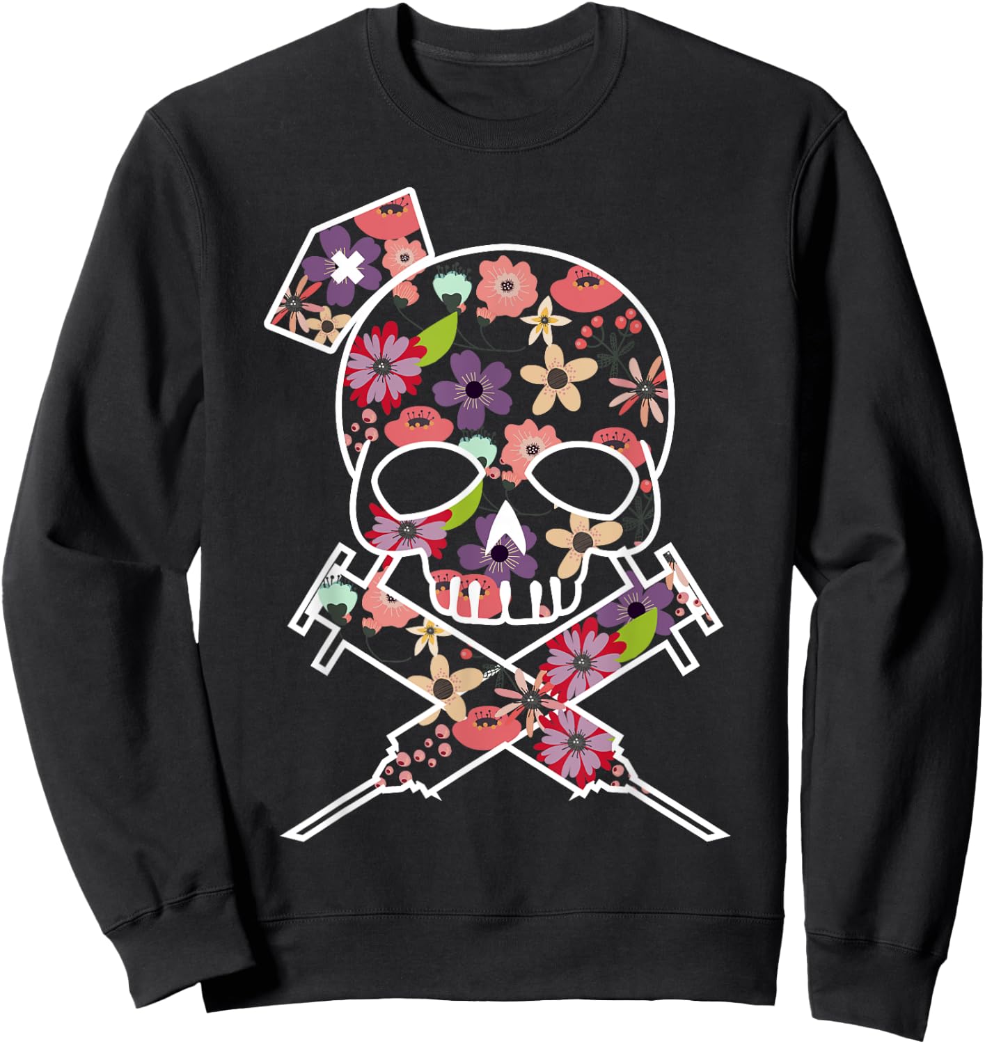 I'll Stab You Nurse , Medical , Skull Sweatshirt - Sweatshirt | Black