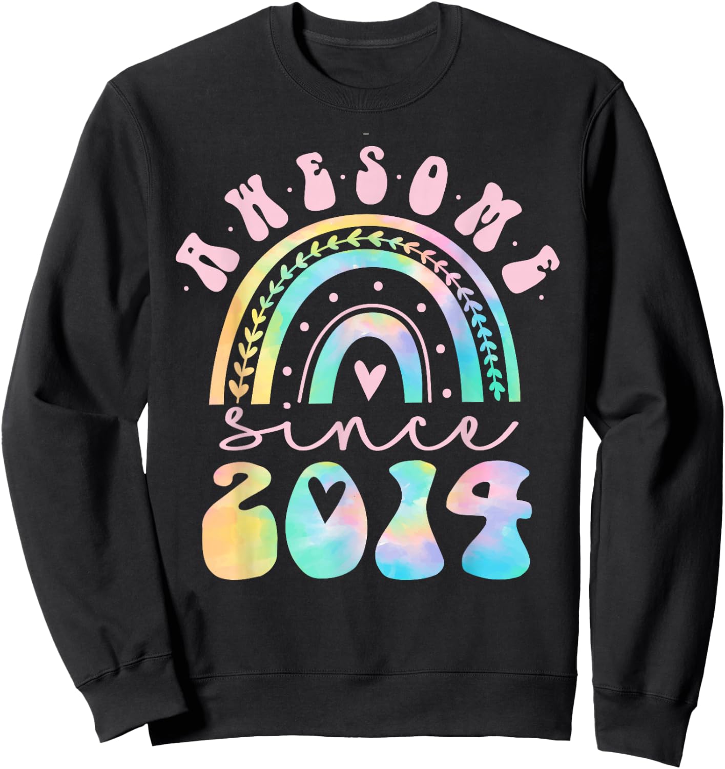Awesome Since 2014 11 Year Old Rainbow Tie Dye 11th Birthday Sweatshirt - Sweatshirt | Black