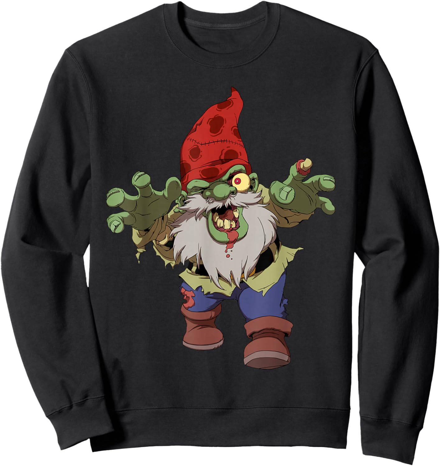Zombie Gnome Funny Halloween Men Women Sweatshirt - Sweatshirt | Black