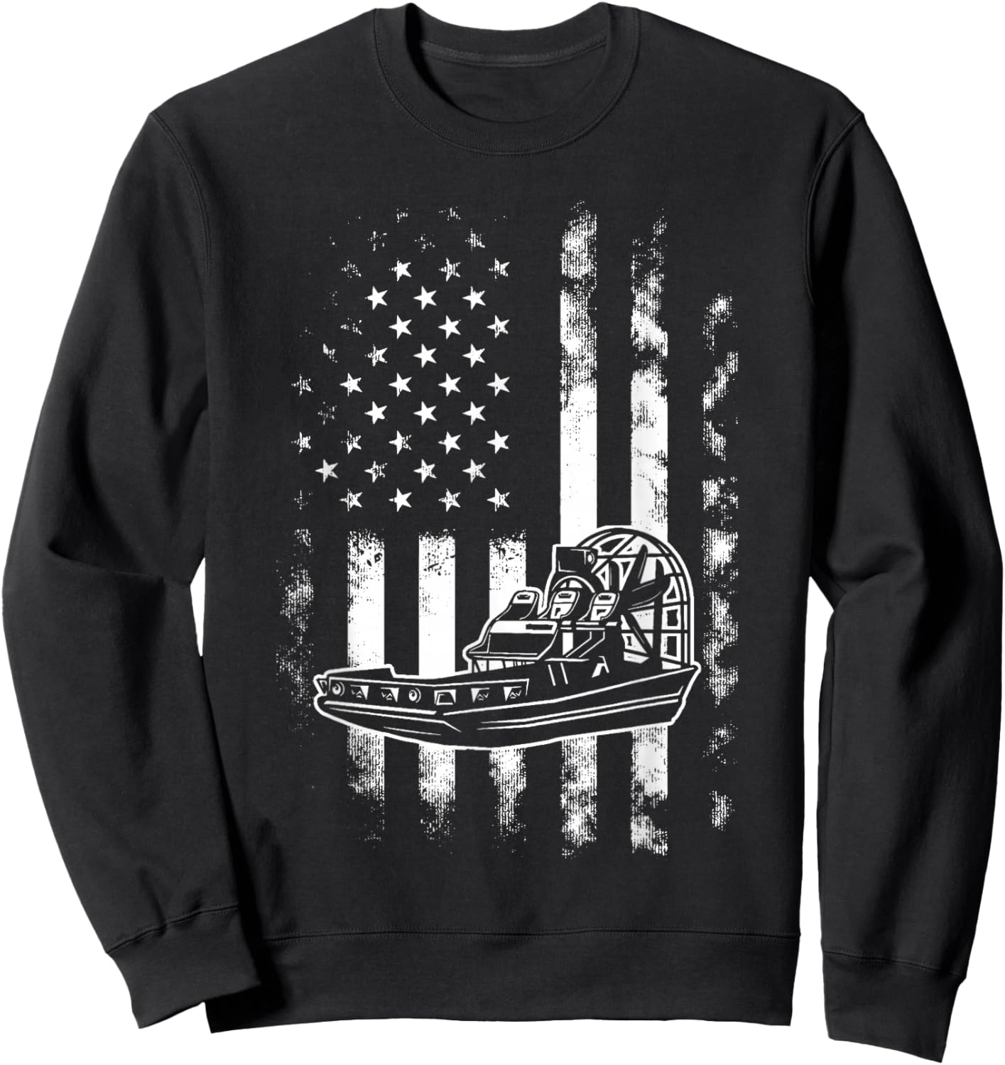 American US Flag Airboat Sweatshirt - Sweatshirt | Black