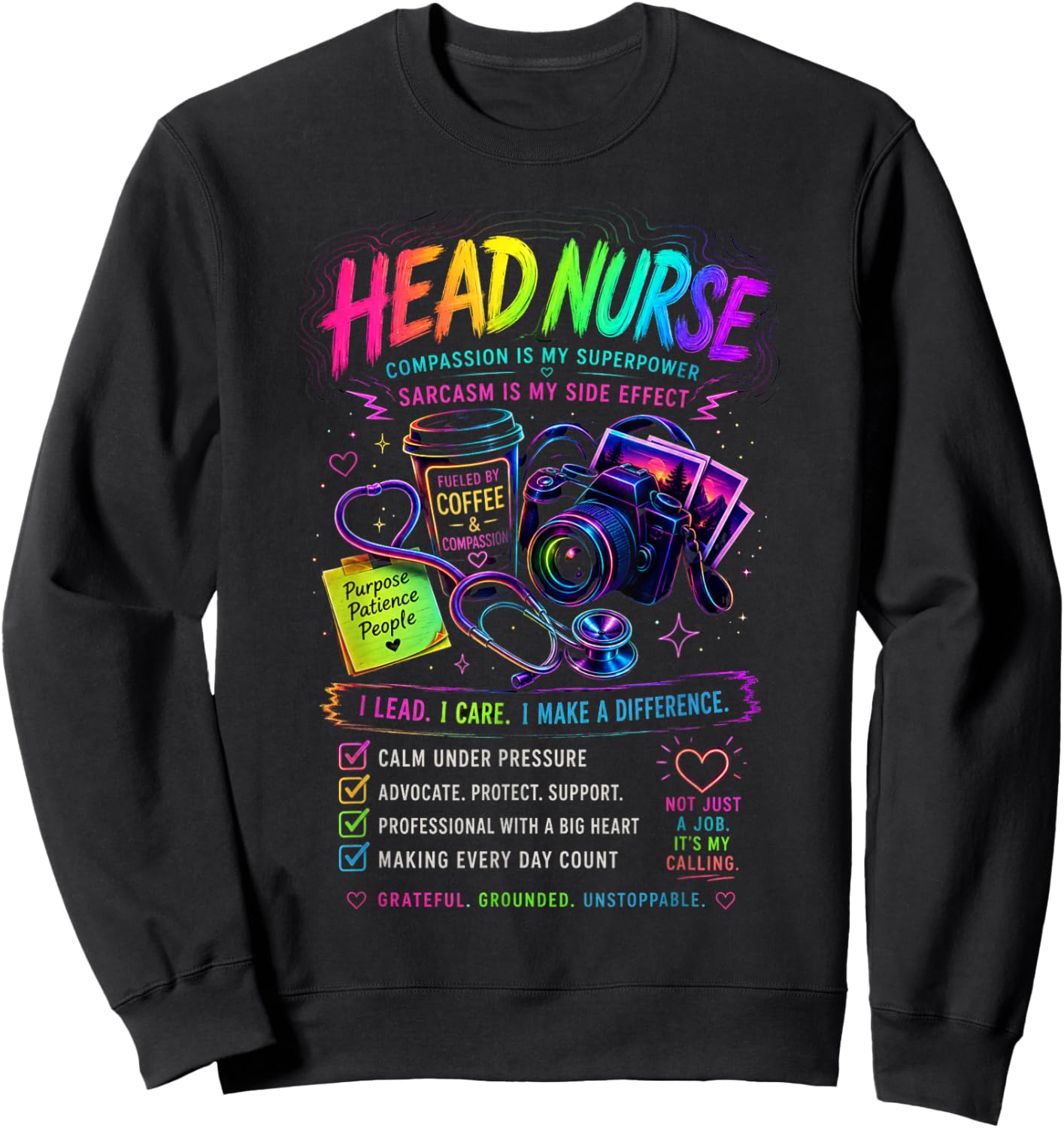 Sarcastic Head Nurse Sweatshirt - Sweatshirt | Black