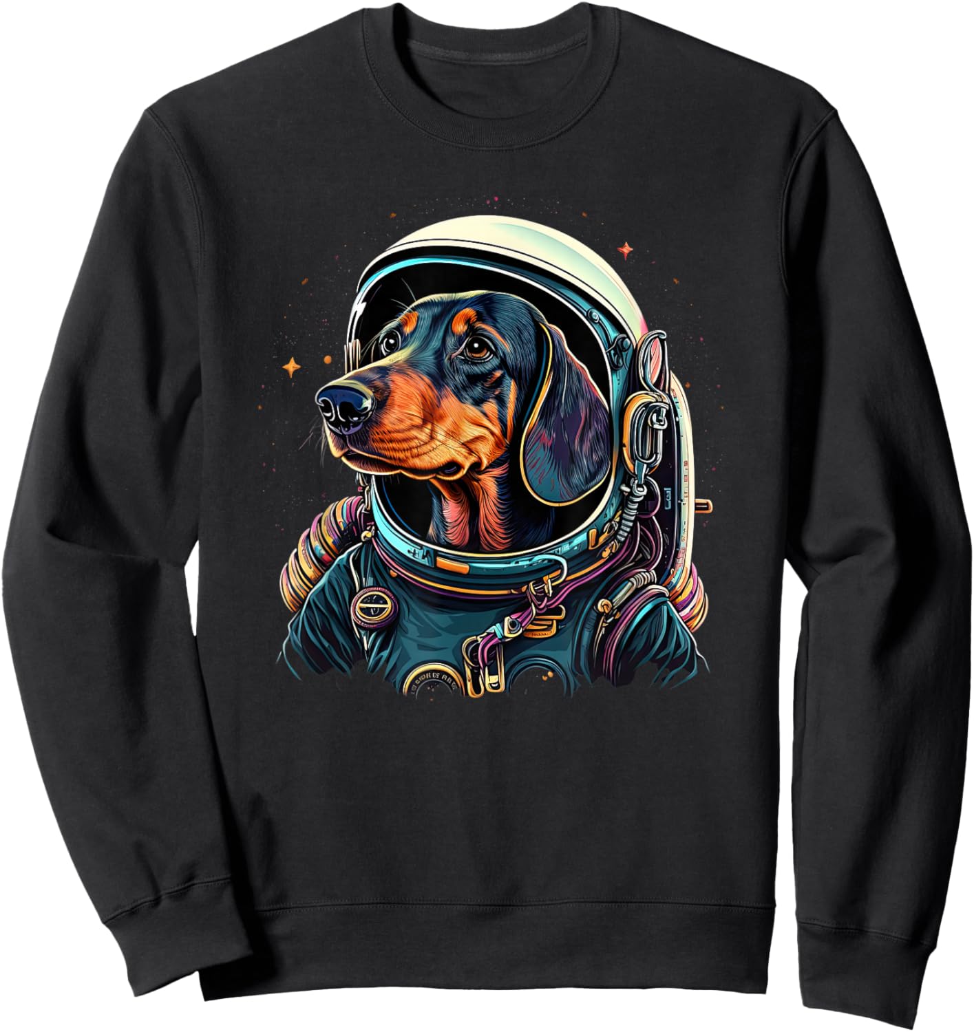 Funny Dachshund Cute Astronaut in the space Sweatshirt - Sweatshirt | Black