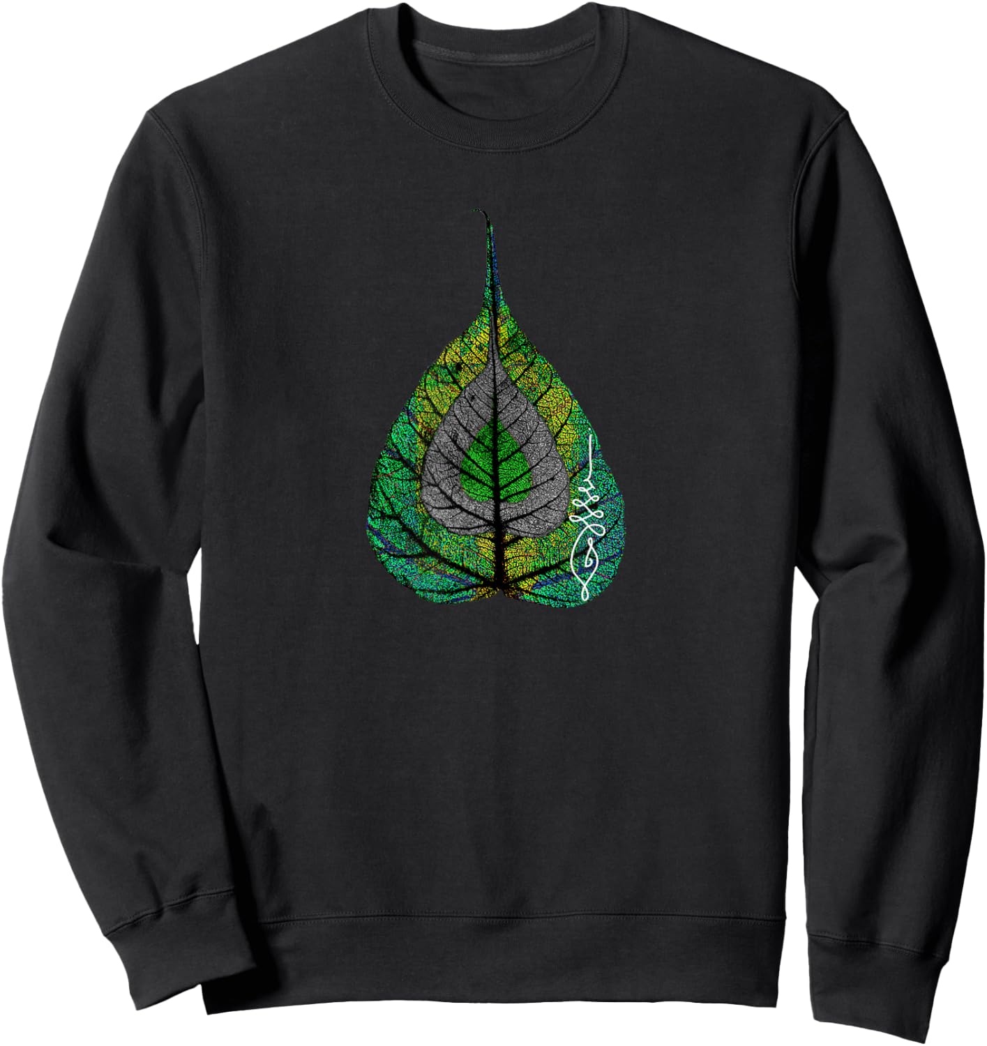 Buddha Meditation Bodhi Leaf Unalome Sweatshirt - Sweatshirt | Black