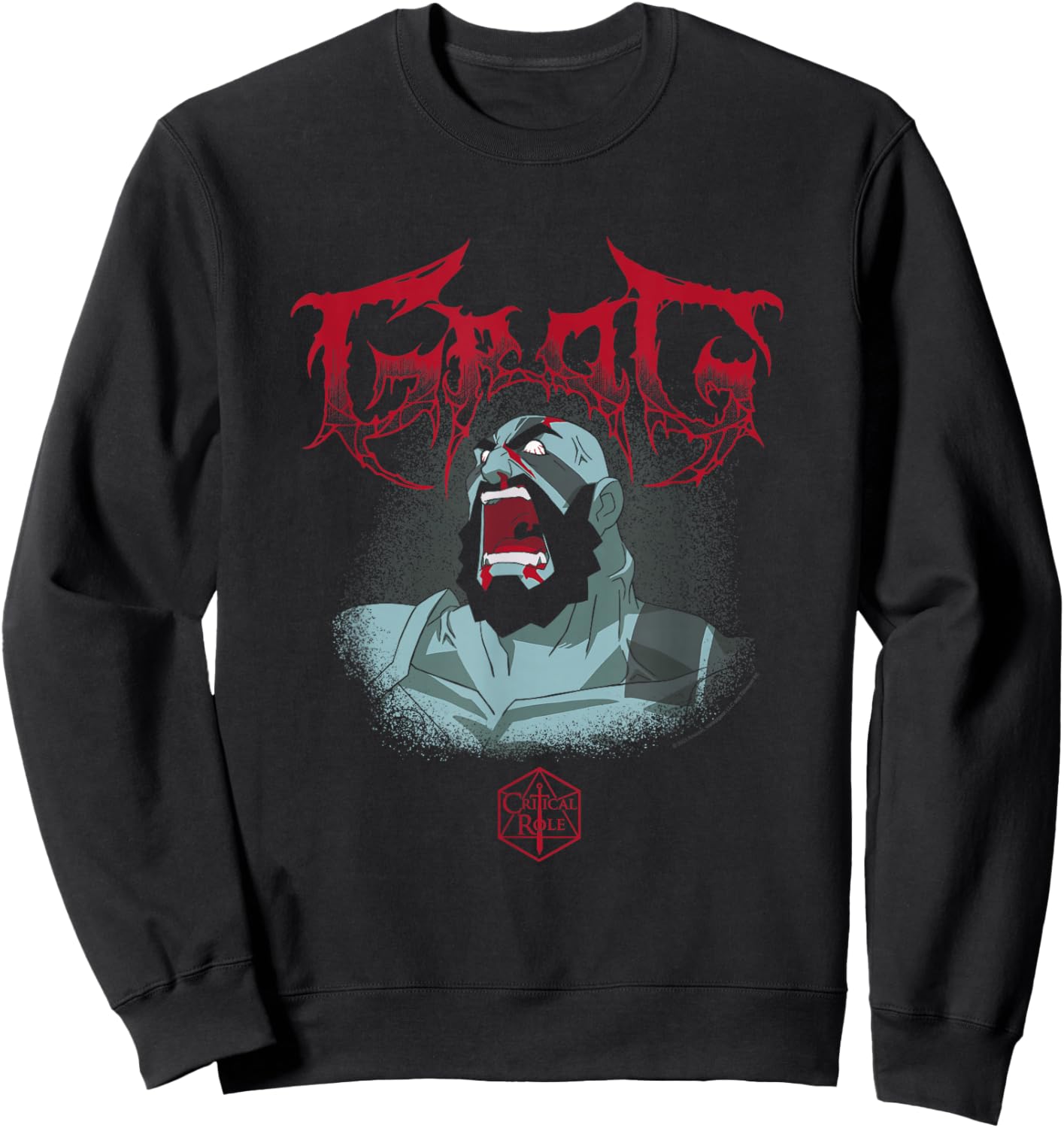 The Legend of Vox Machina Grog Extreme Metal Logo Sweatshirt - Sweatshirt | Black