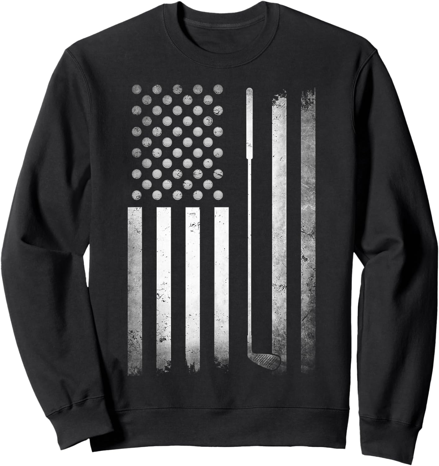 Golf Golfer American Flag Golf Flat Funny Golf Sweatshirt - Sweatshirt | Black