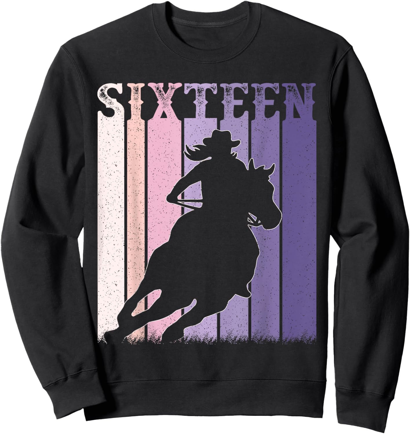 16th Birthday Cowgirl Girls 16 Year Old Rodeo Horse Vintage Sweatshirt - Sweatshirt | Black