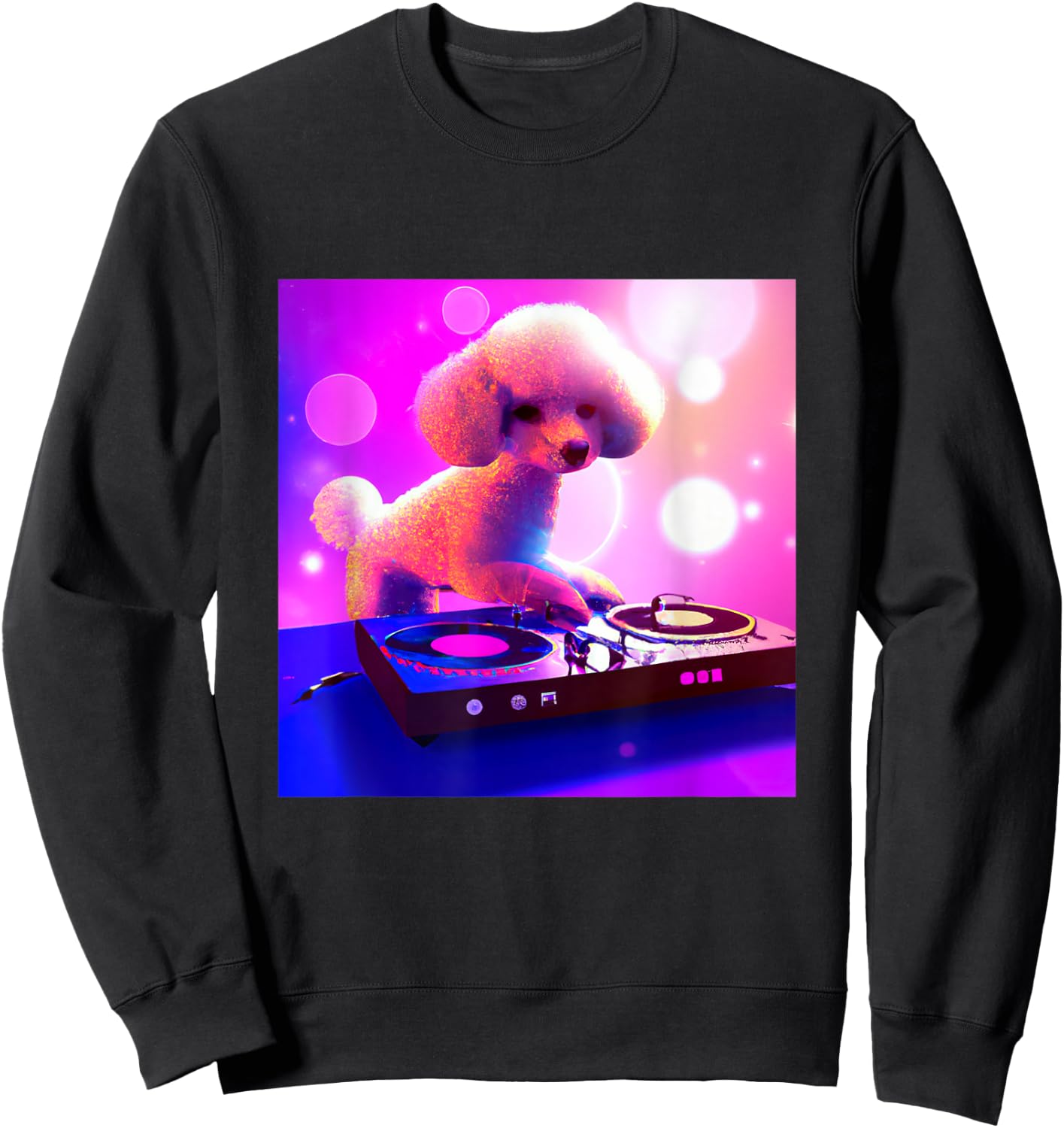 Toy Poodle DJ Vaporwave Dog Shirt Aesthetic Boys Girls Men Sweatshirt - Sweatshirt | Black