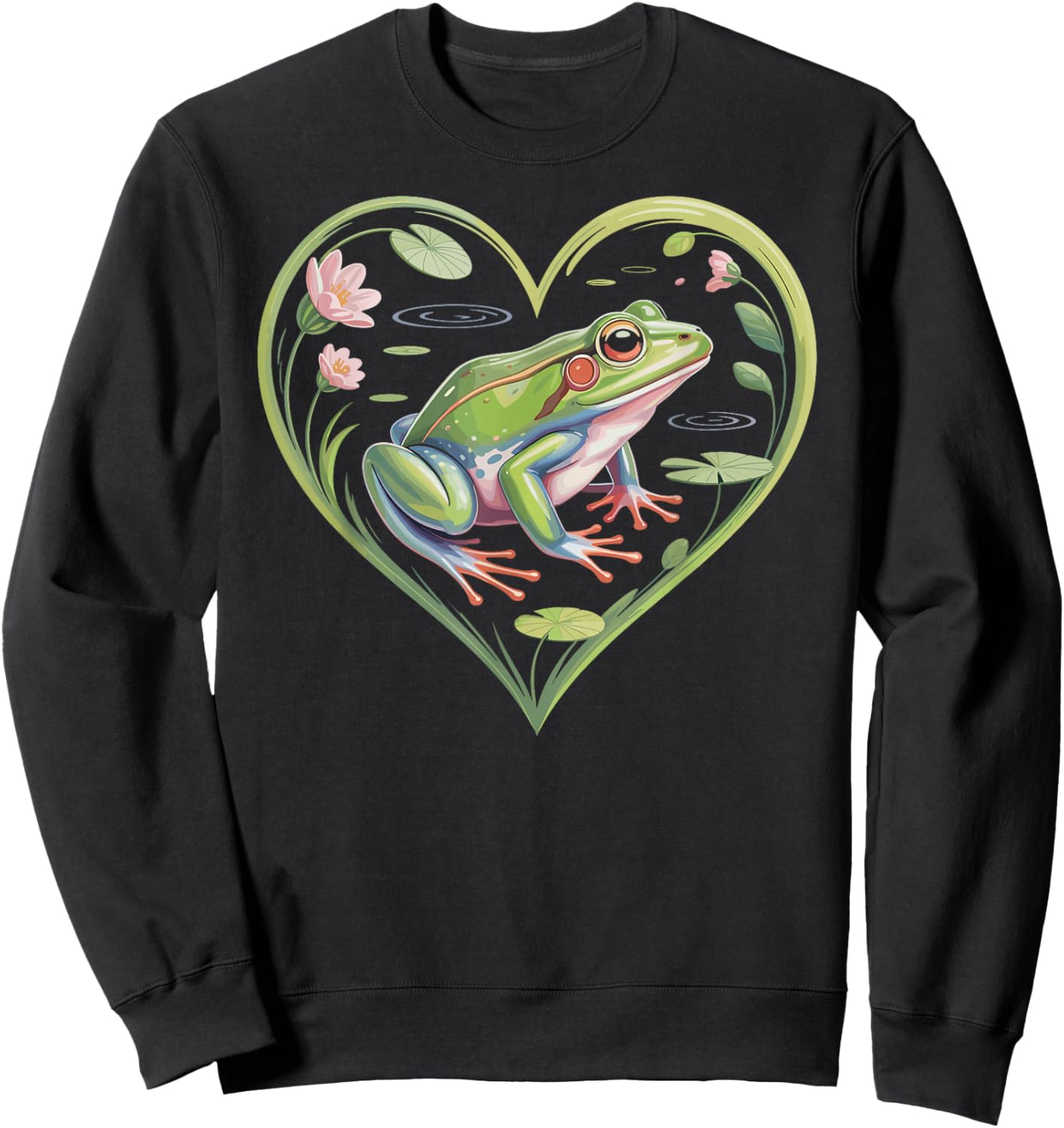 Cute Kawaii Frog Heart Sweatshirt - Sweatshirt | Black