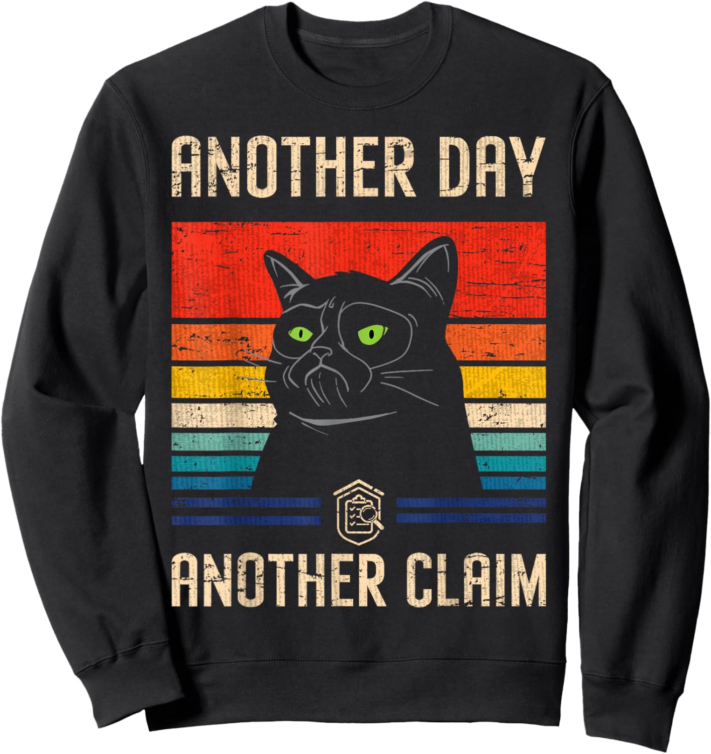Claim Adjuster & Investigator Gifts Claim Examiner Black Retro Sports Cartoon , Small, Classic Fit, Short Sleeve, , Pull On, Cotton 65%, Polyester 35% Sweatshirt - Sweatshirt | Black