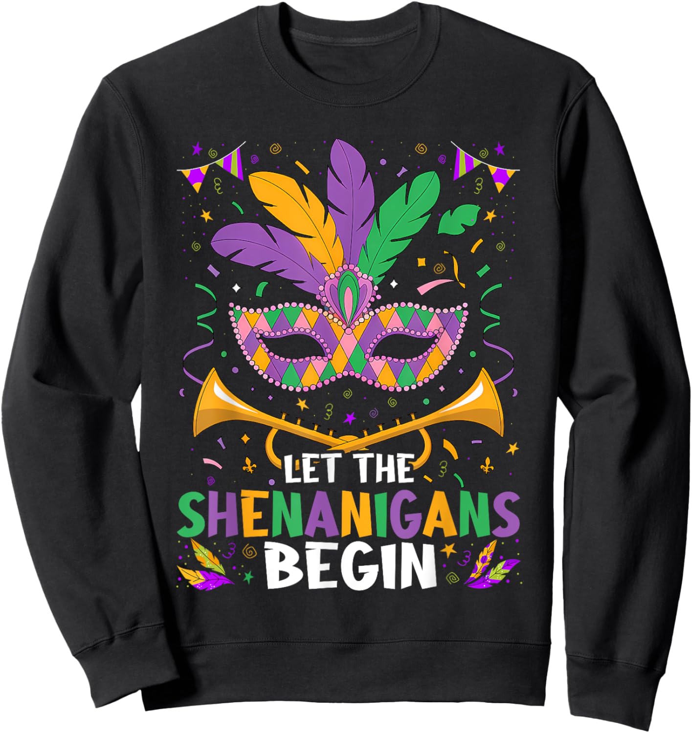 Let The Shenanigans Begin | Mardi Gras Sweatshirt - Sweatshirt | Black