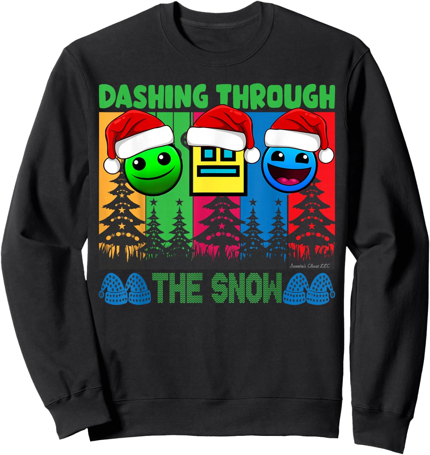Geometry Dashing Through The Snow Sleep Dash Game Christmas Sweatshirt - Sweatshirt | Black