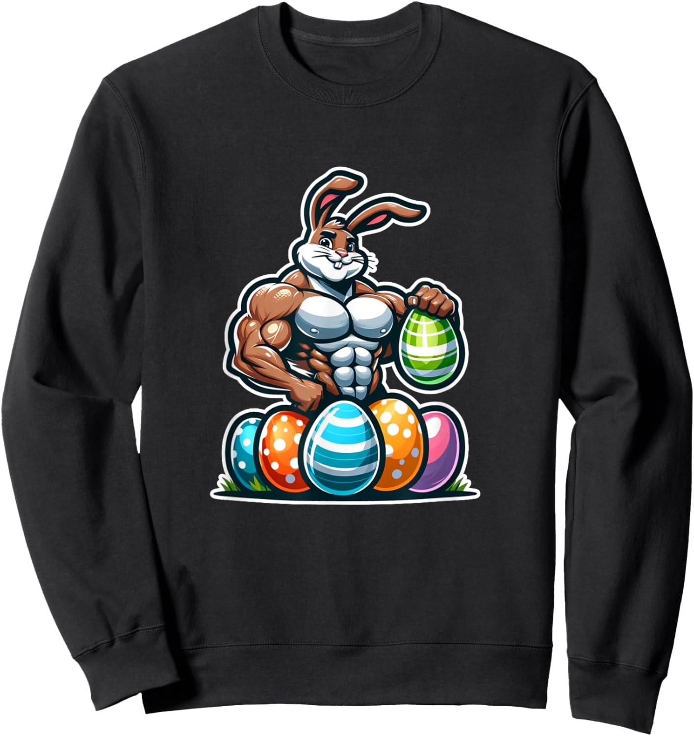 Jacked Easter Bunny Gym Sweatshirt - Sweatshirt | Black