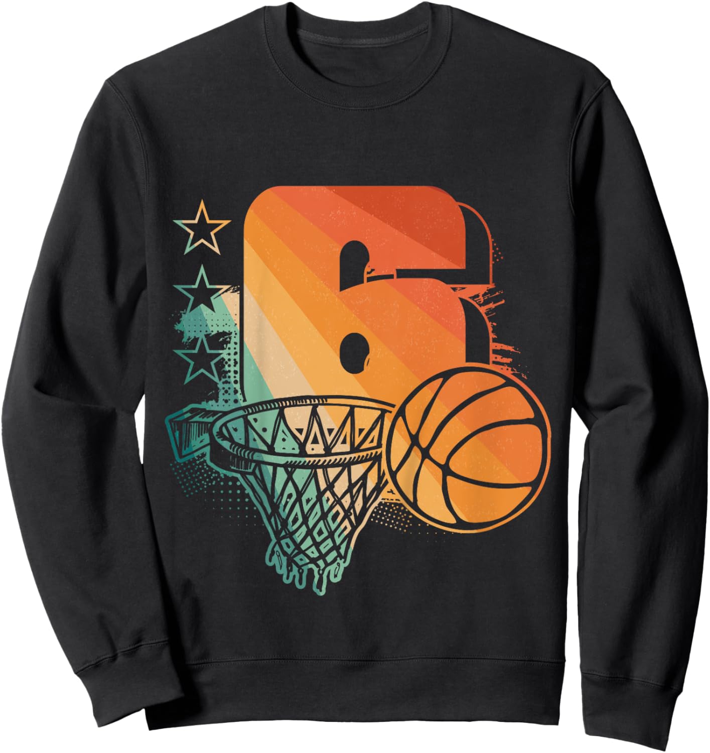 Kids 6th Birthday Boy Basketball Player Basketball 6 Years Old Sweatshirt - Sweatshirt | Black