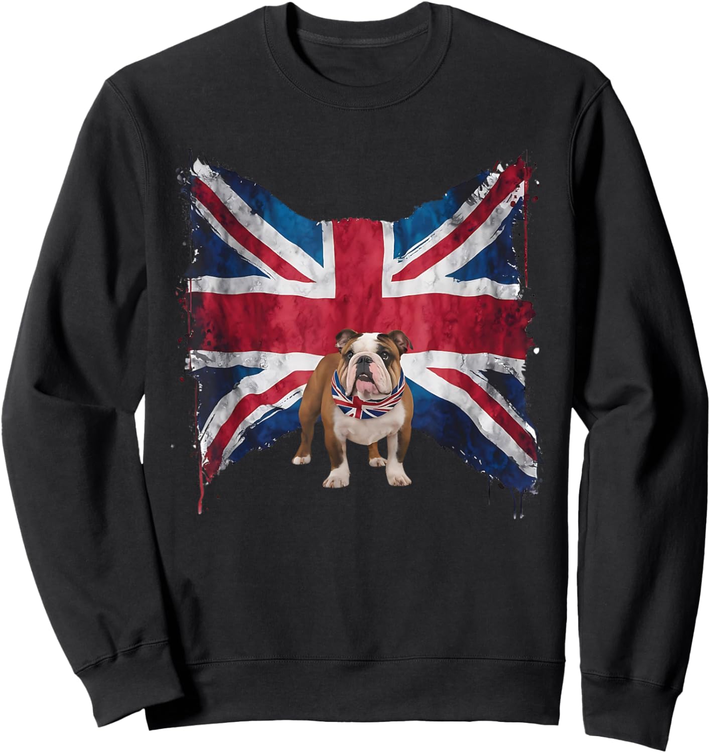 British Bulldog with grunge British Flag for British English Sweatshirt - Sweatshirt | Black
