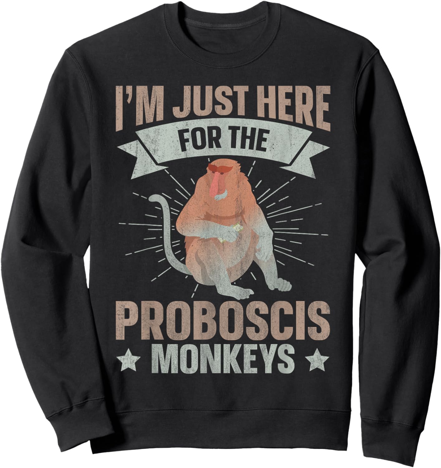 Long Nosed Monkey Design for a Proboscis Monkey Fan Sweatshirt - Sweatshirt | Black