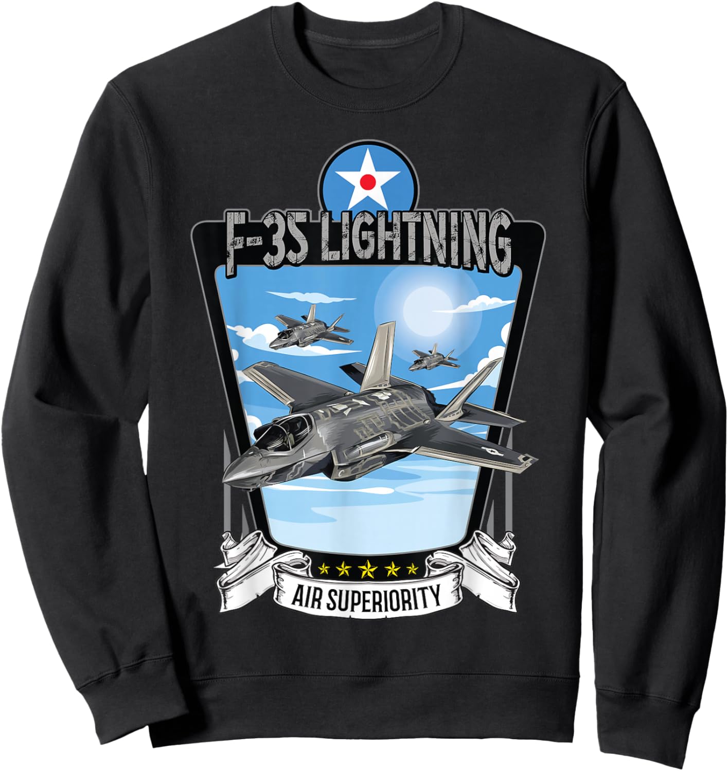 American Aircraft Camouflage F35 Lightning Sweatshirt - Sweatshirt | Black