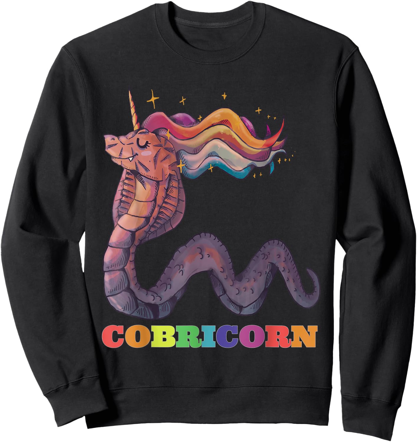 King Cobra Unicorn Cobricorn Funny Snake Lover Gift Cute Sweatshirt - Sweatshirt | Black