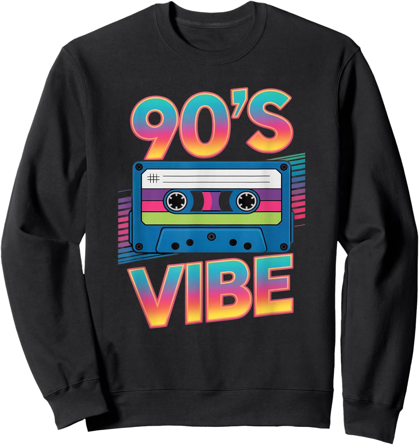 90’s Vibe Retro Cassette Tape Vintage 90s Aesthetic Art Sweatshirt - Sweatshirt | Black