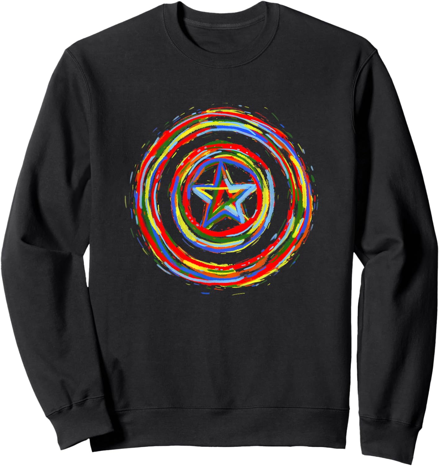 Marvel Comics Classic Captain America Rainbow Paint Shield Sweatshirt - Sweatshirt | Black