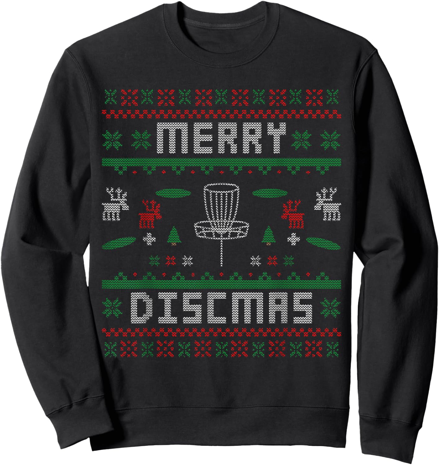 Merry Discmas Disc Golf Ugly Dad Uncle Sweatshirt - Sweatshirt | Black