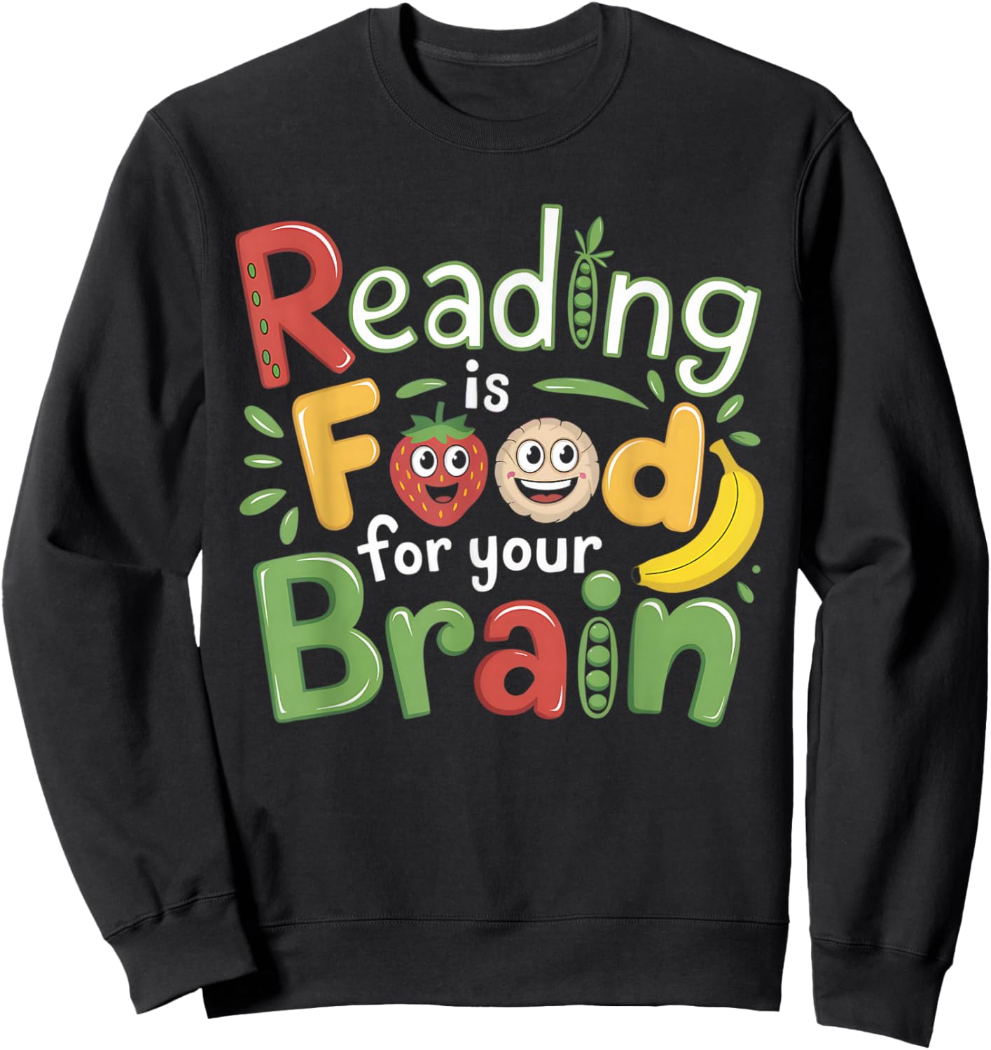 Reading Is Food For Your Brain Children's Books Kids Sweatshirt - Sweatshirt | Black