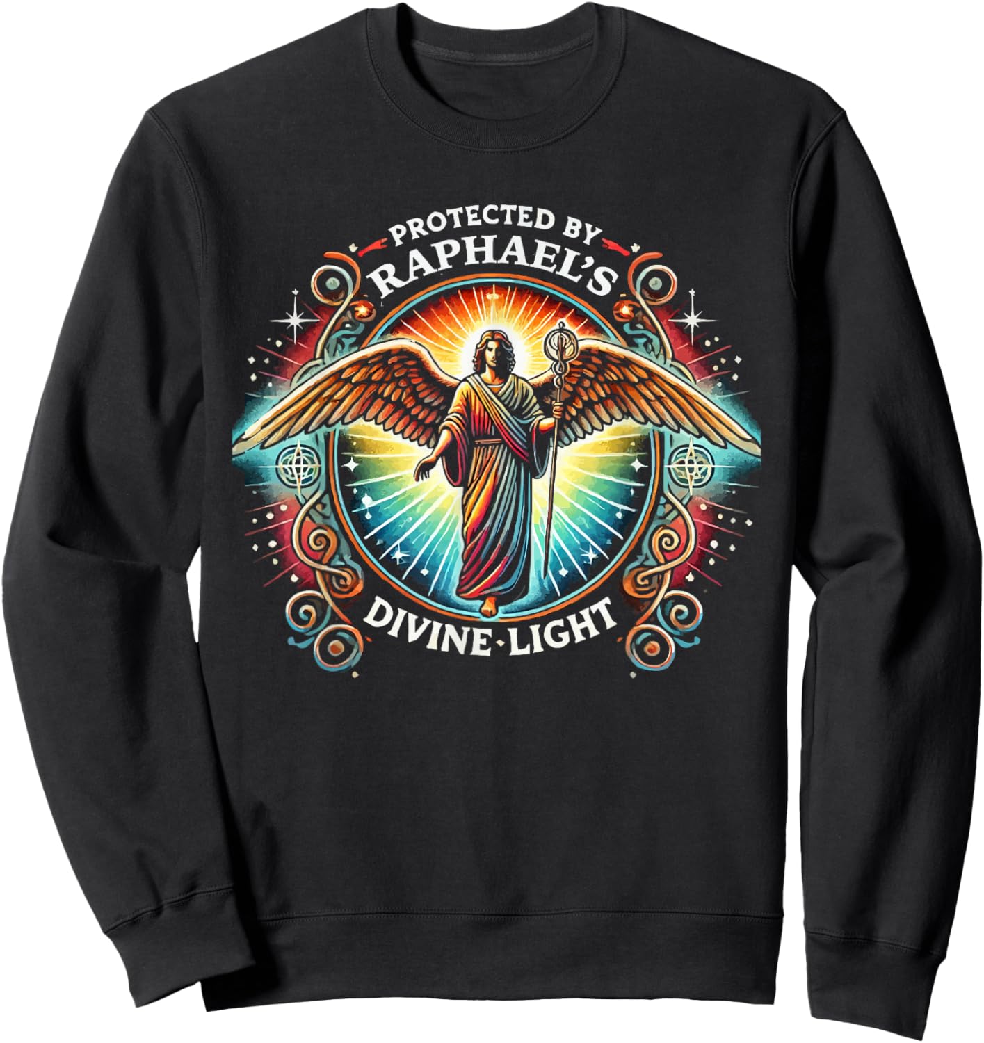 Archangel Raphael Catholic Christianity Guardian Angel Sweatshirt - Sweatshirt | Black