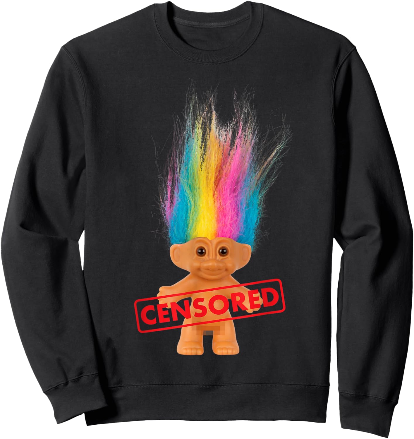 DreamWorks Trolls Censored Rainbow Hair Sweatshirt - Sweatshirt | Black