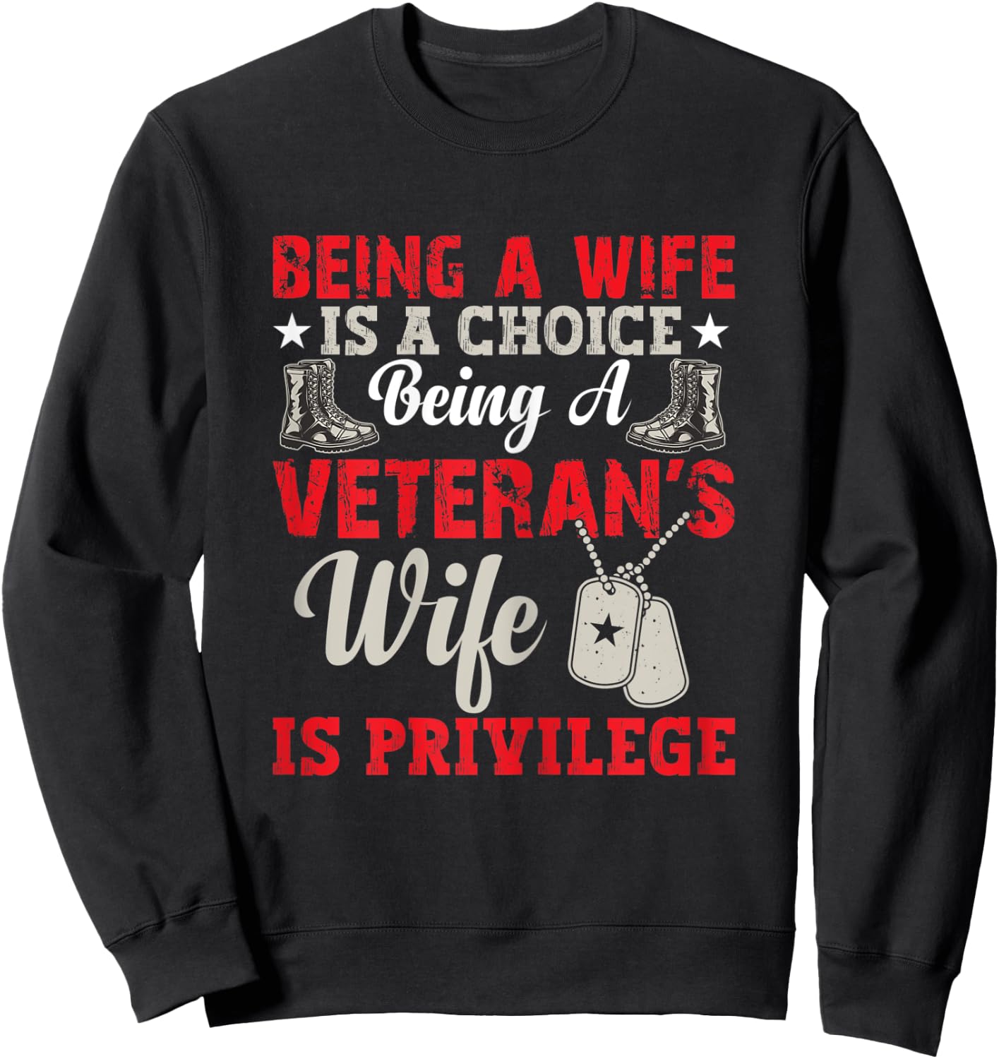 Being A Wife Is A Choice Being A Veteran's Wife Is Privilege Sweatshirt - Sweatshirt | Black