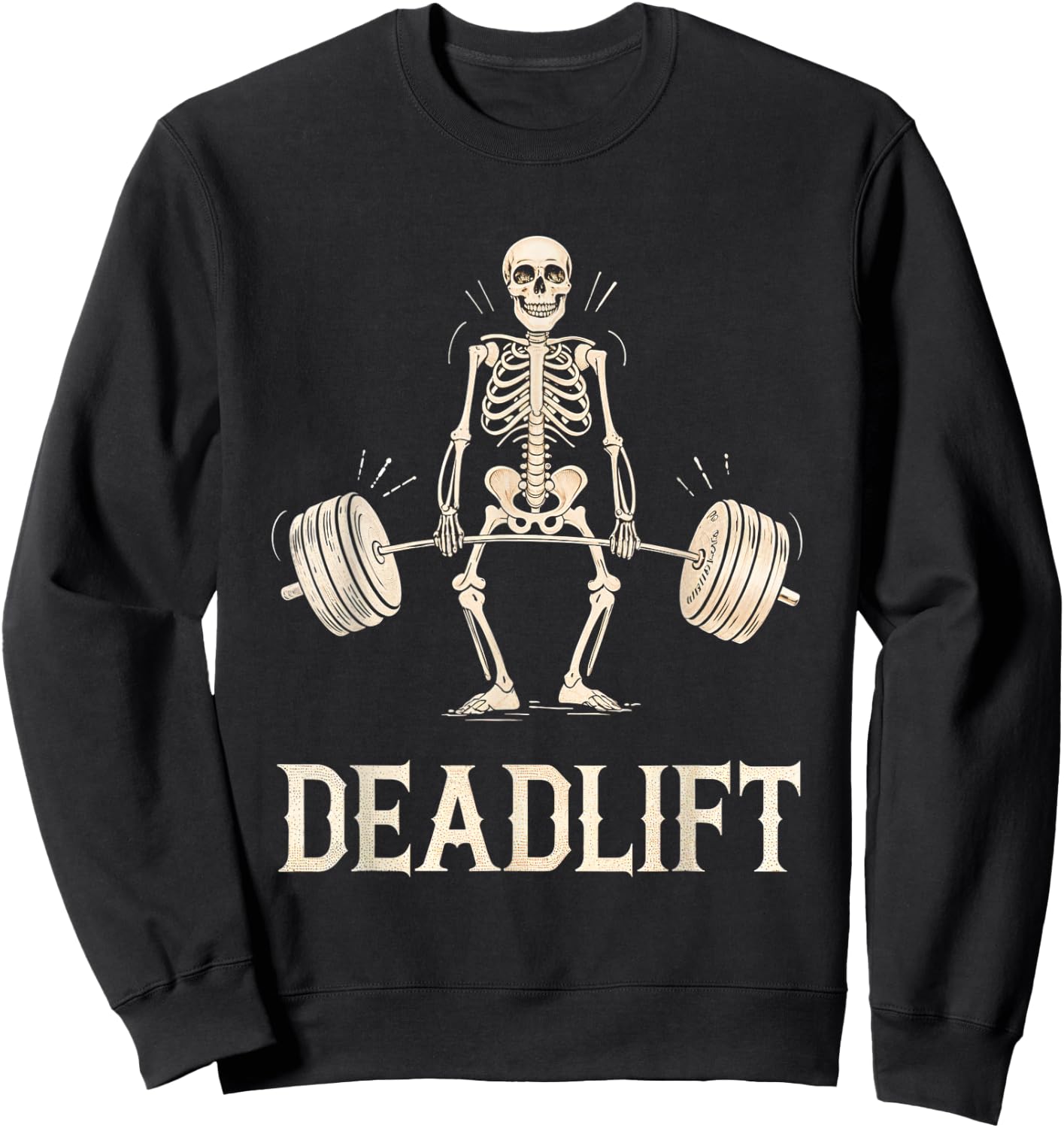 Deadlift Skeleton Weightlifting Gym Fitness Workout Sweatshirt - Sweatshirt | Black