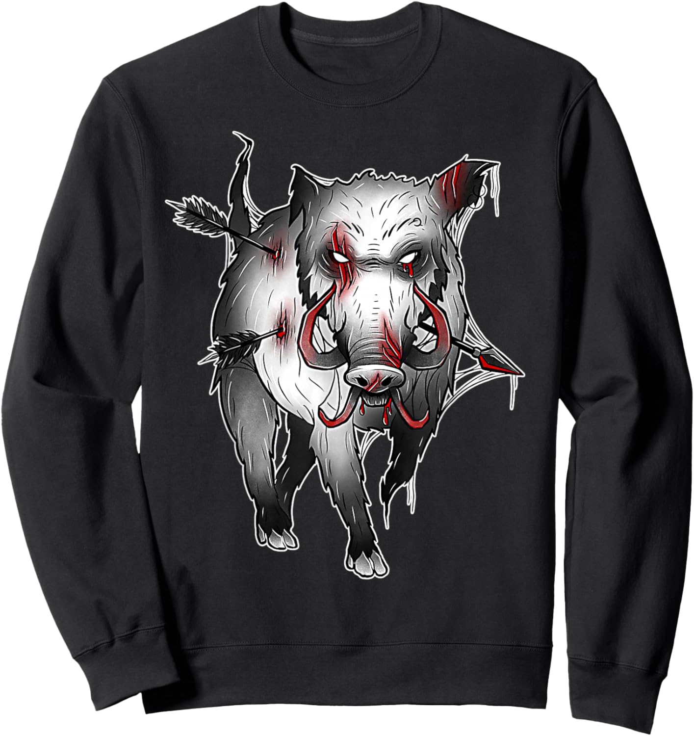 Wild Boar Zombie Hog Creepy Pig Sweatshirt - Sweatshirt | Black