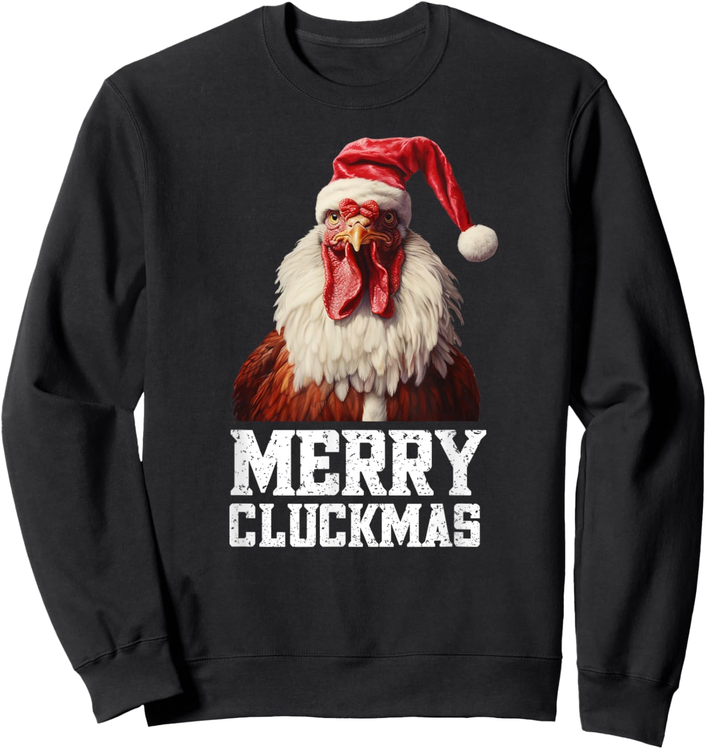 Funny Chicken Santa Farm Bird Xmas Humor Rooster Christmas Sweatshirt - Sweatshirt | Black