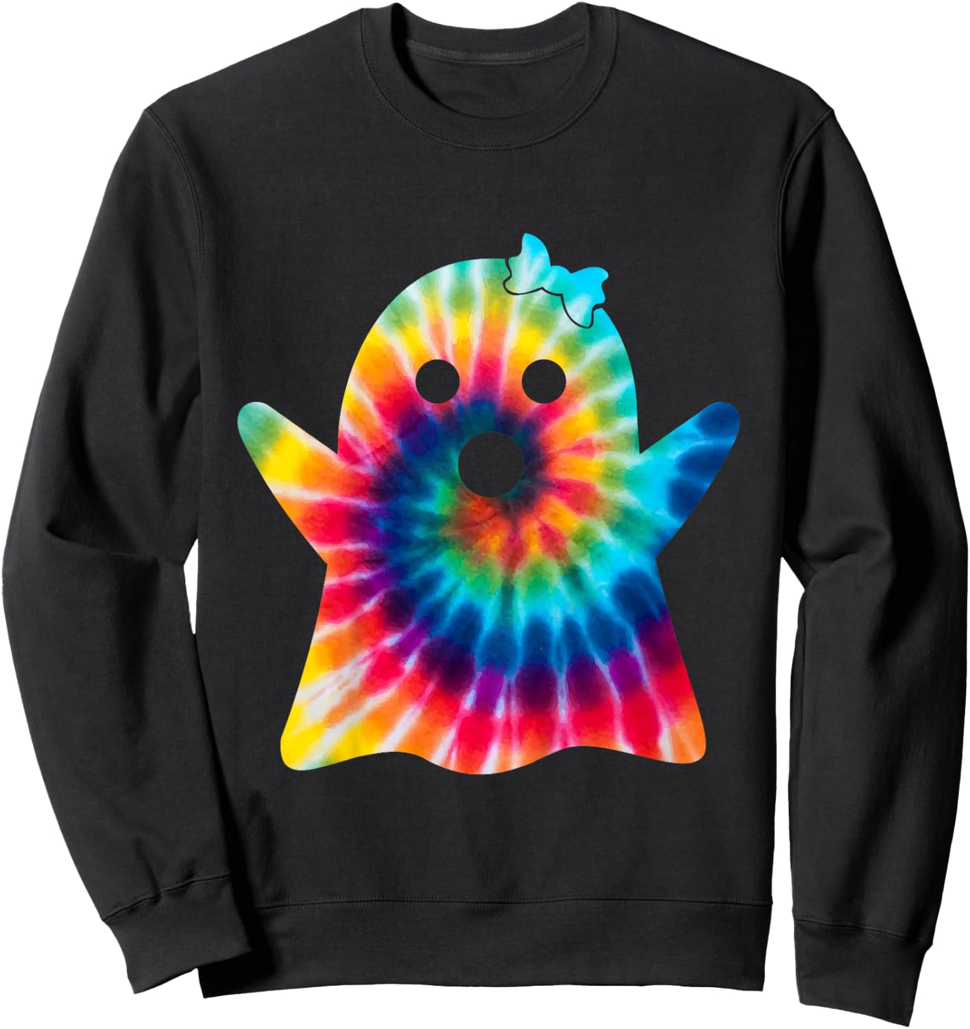 Kids Funny Ghost Costume Tie Dye For Girls Halloween Party 2024 Sweatshirt - Sweatshirt | Black