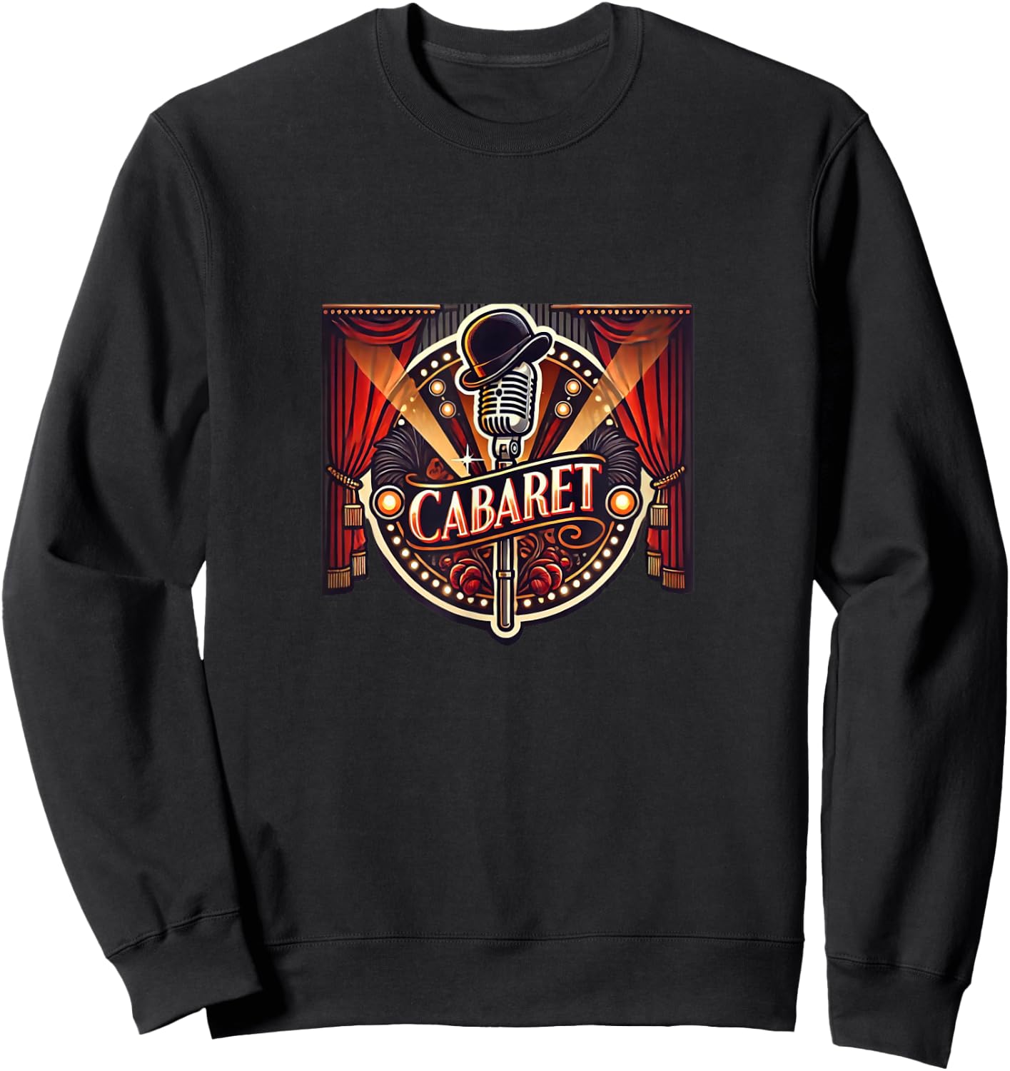 Stage Notes Cabaret Musical Theatre - Adults - Black - Small - Short Sleeve - Retro Casual - Cabaret Theme Sweatshirt - Sweatshirt | Black