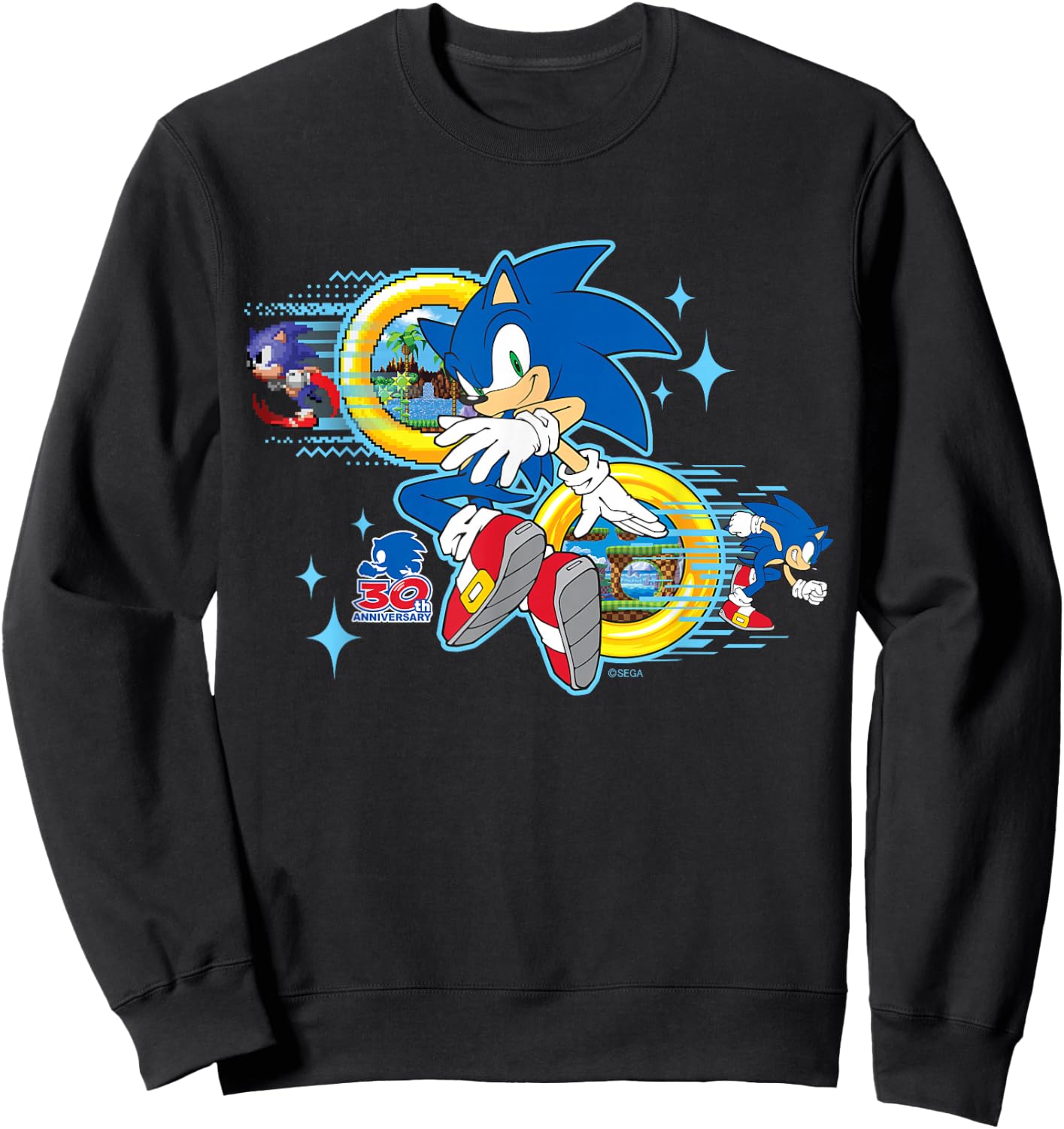 Sonic the Hedgehog's 30th Anniversary Short Sleeve Sweatshirt - Sweatshirt | Black