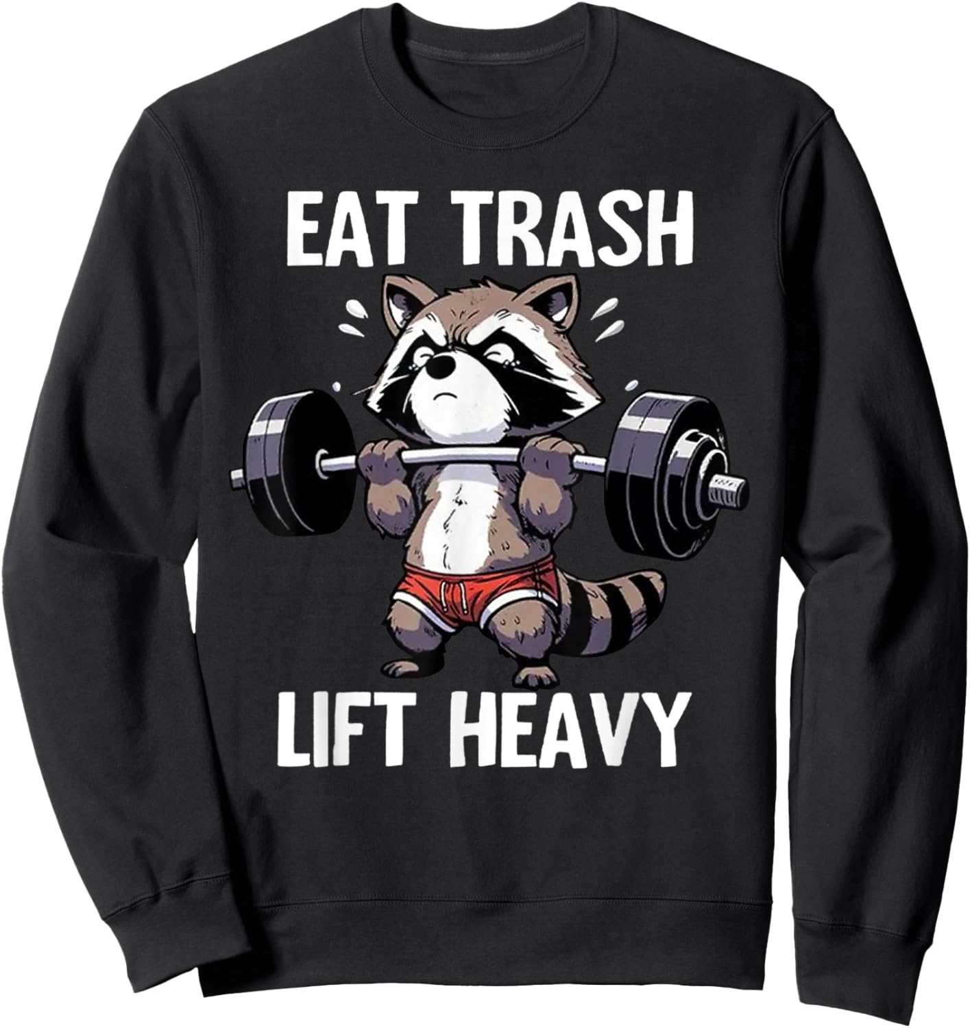 Eat Trash Lift Heavy Racoon Gym and Fitness Cute Racoon Sweatshirt - Sweatshirt | Black