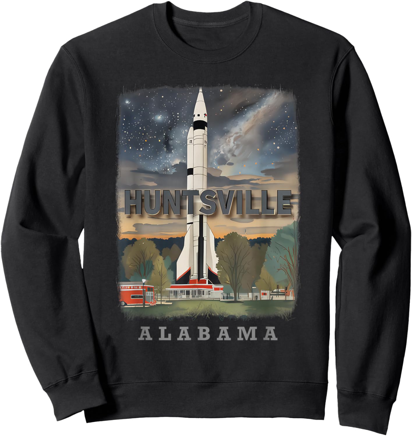 Huntsville Alabama AL Rocket City SD047 Sweatshirt - Sweatshirt | Black