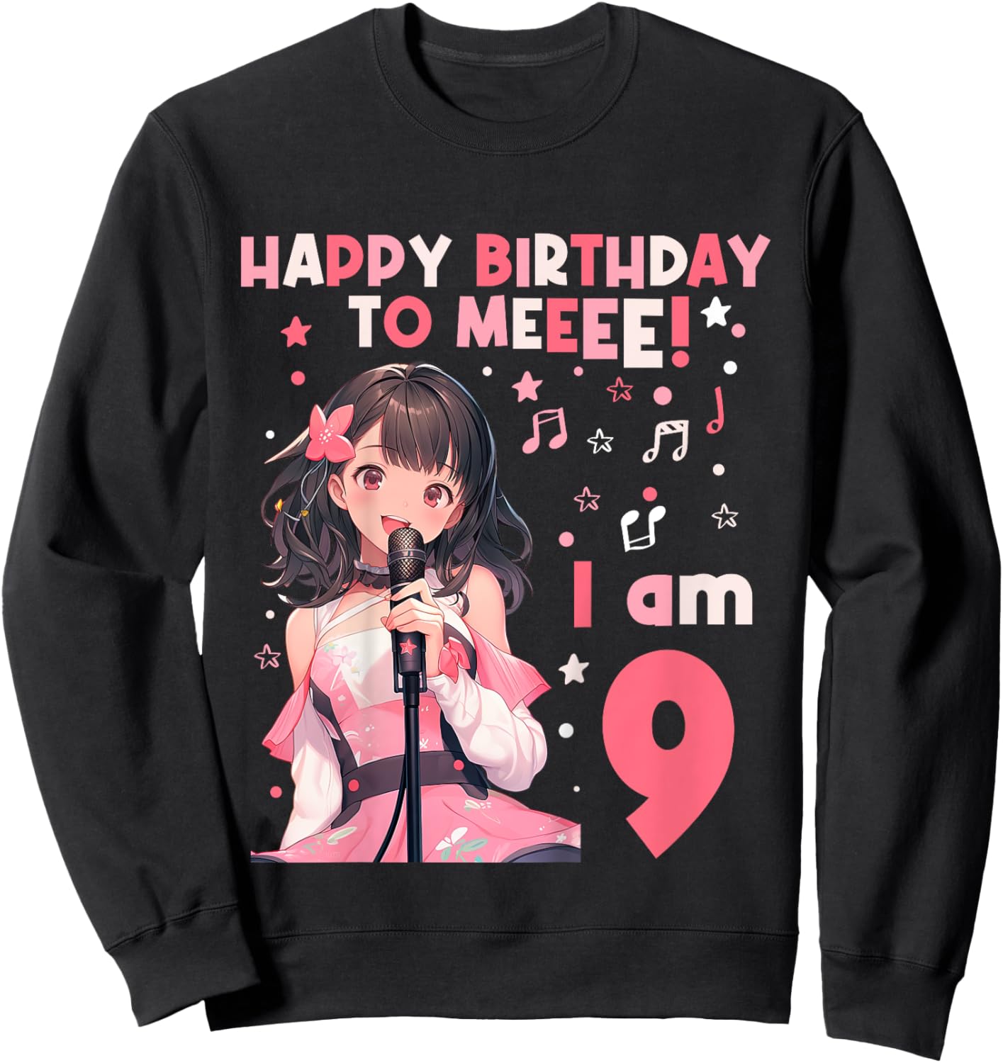 9 years old 9th birthday for Girl Anime 9 Birthday Sweatshirt - Sweatshirt | Black