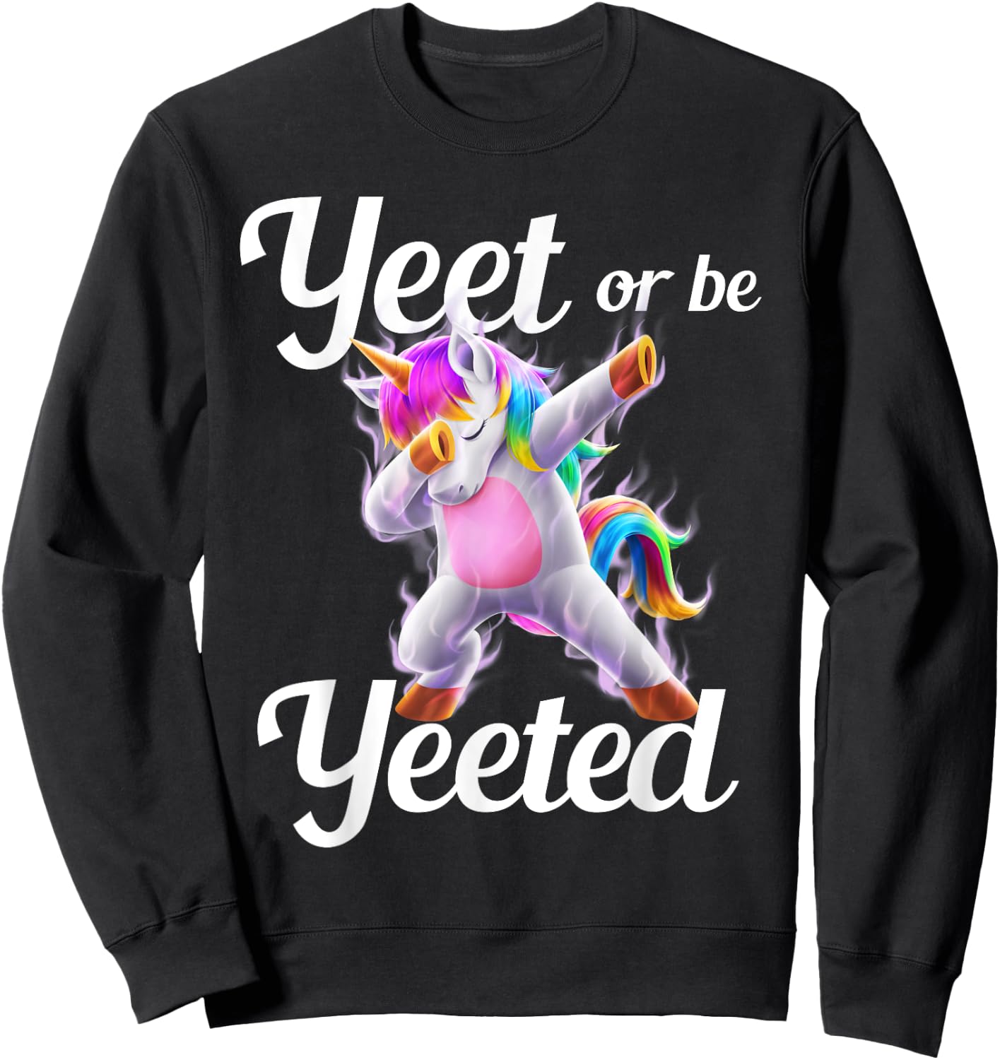 Yeet Or Be Yeeted Dabbing Unicorn Dank Meme Slogan Yeet Kids Sweatshirt - Sweatshirt | Black