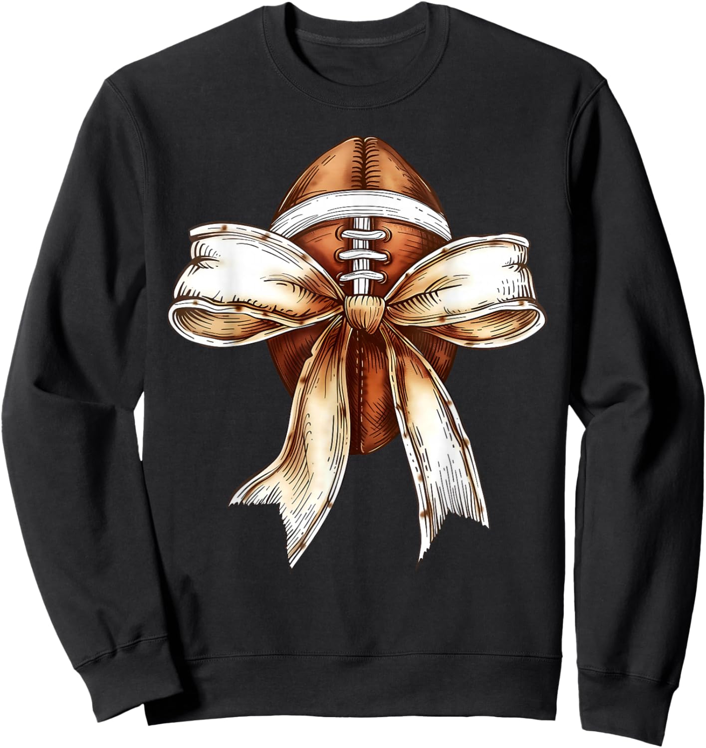 Coquette Bow Football Player American Football Season Funny Sweatshirt - Sweatshirt | Black