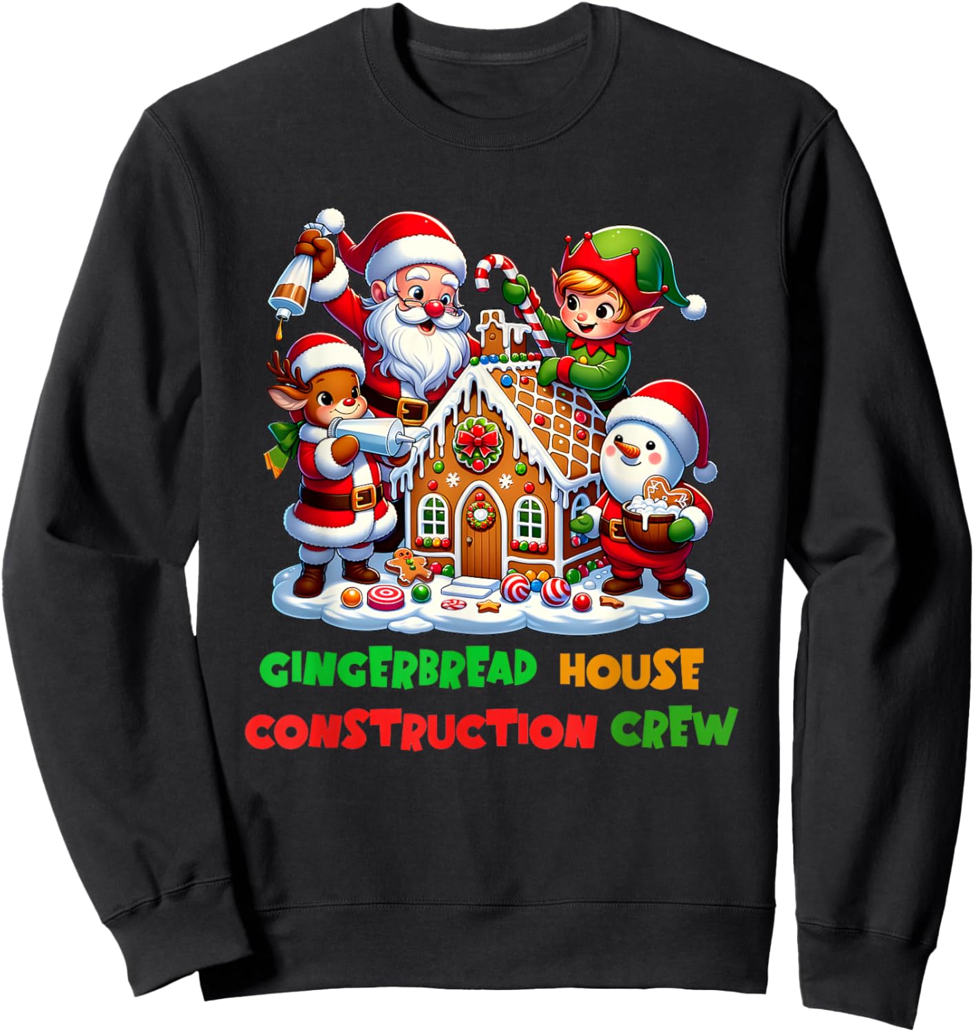 Gingerbread House Construction Crew Sweatshirt - Sweatshirt | Black