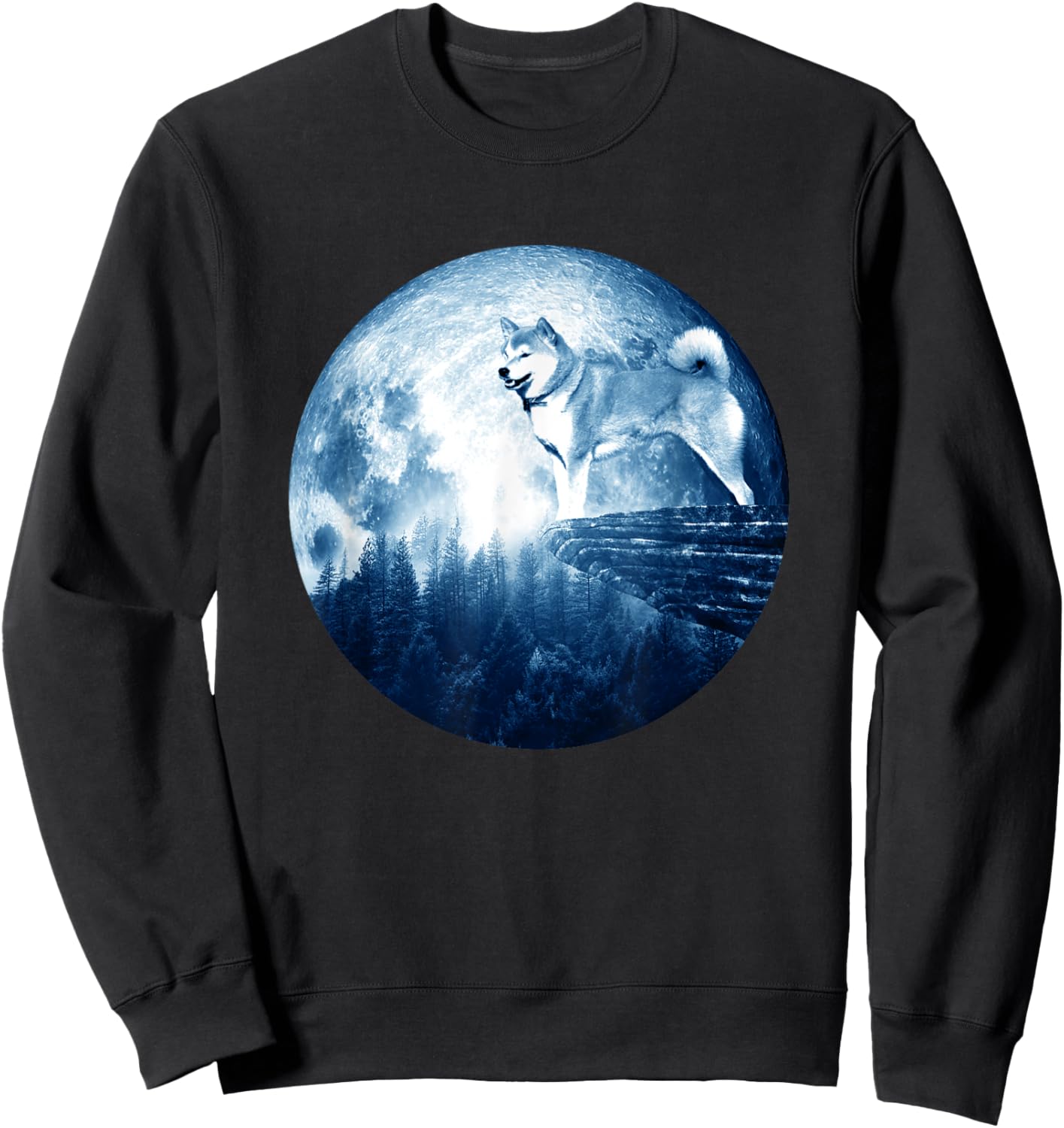 Japanese Shibu Inu Dog Moon Dog Mom Dad Women Men Dog Lovers Sweatshirt - Sweatshirt | Black