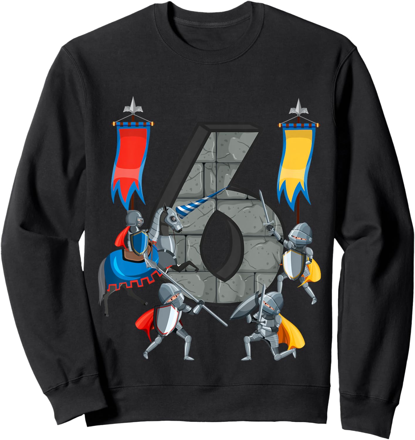 Medieval Knights Middle Ages History Castle 6th Birthday Sweatshirt - Sweatshirt | Black