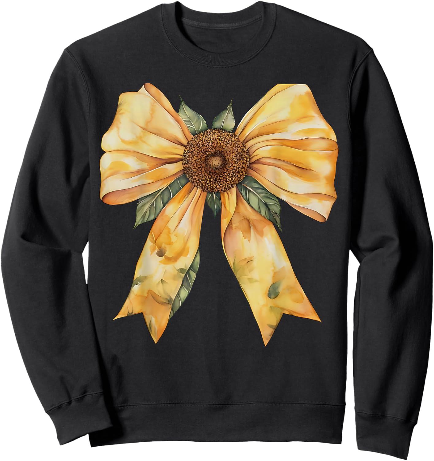 Yellow Sunflower Coquette Bow Wildflower Floral Girls Sweatshirt - Sweatshirt | Black