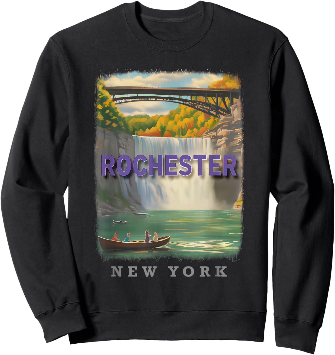 Rochester New York NY Waterfront Charm SD067 Sweatshirt - Sweatshirt | Black