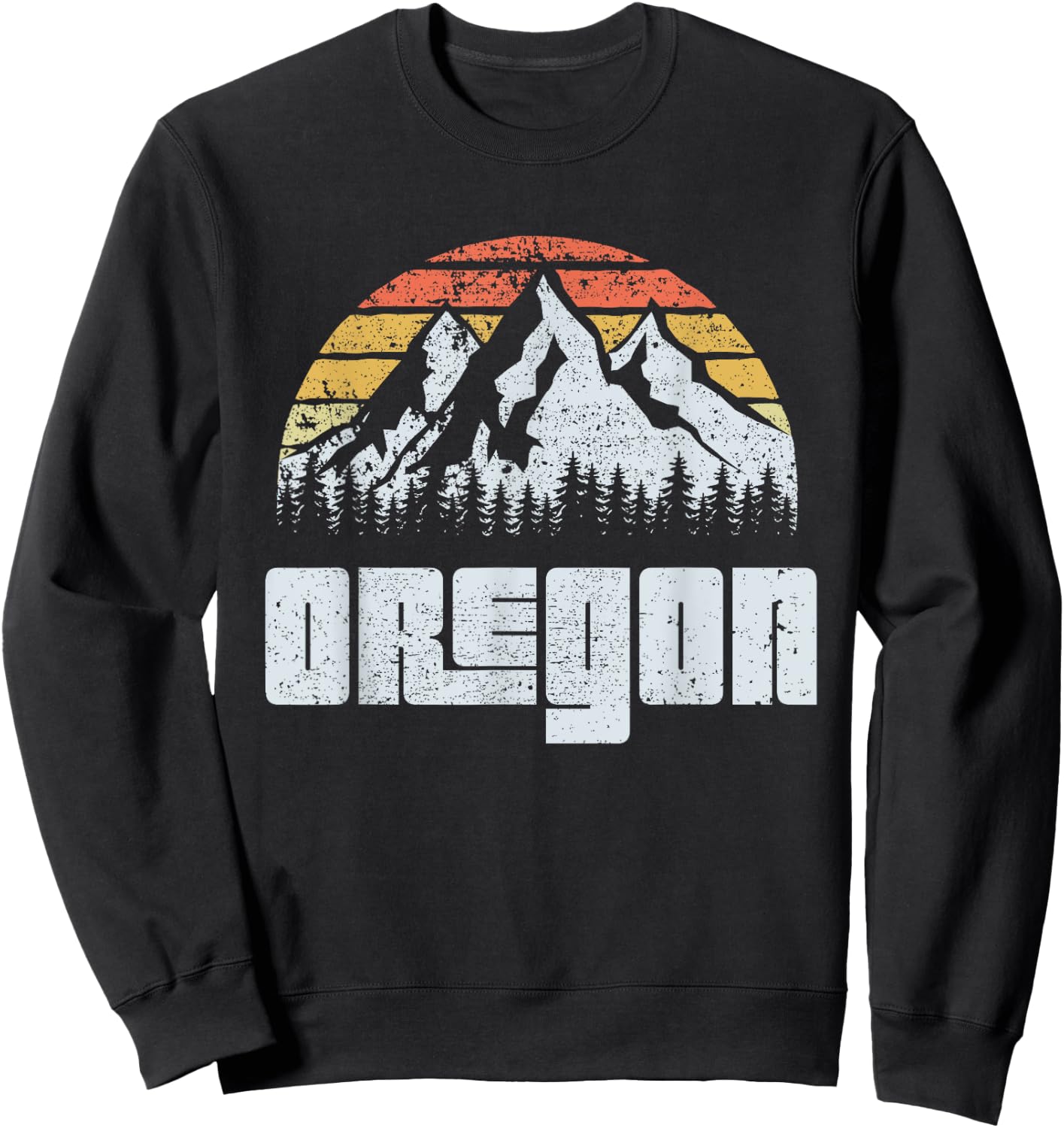 Vintage Oregon Mountains State Nature Sun Retro T Shirt Sweatshirt - Sweatshirt | Black