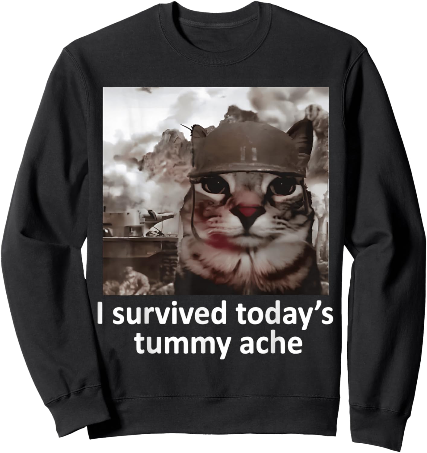 I Survived Today's Tummy Ache Sweatshirt - Sweatshirt | Black